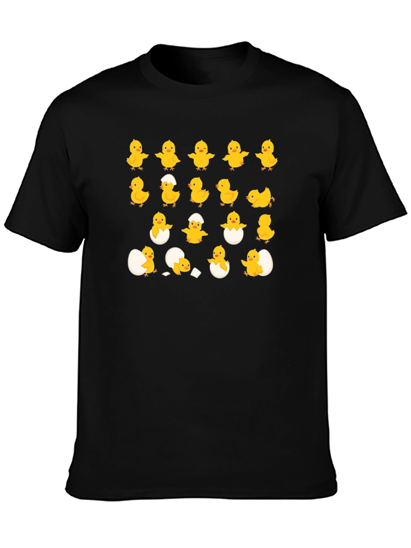 Black Cute Chick Hatching Black T-Shirt view 3