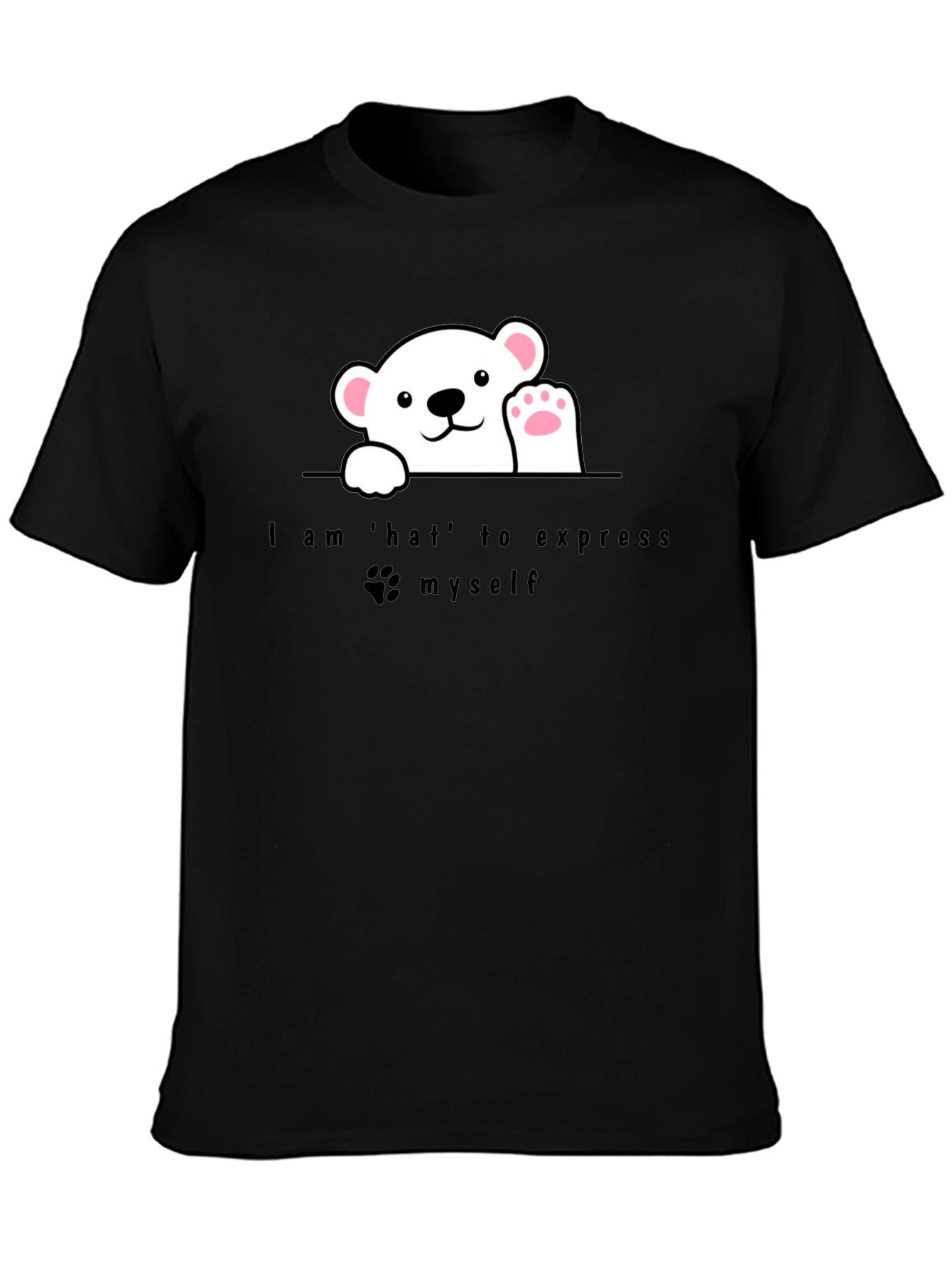 Black Expressive Bear Graphic Tee - Black view 3