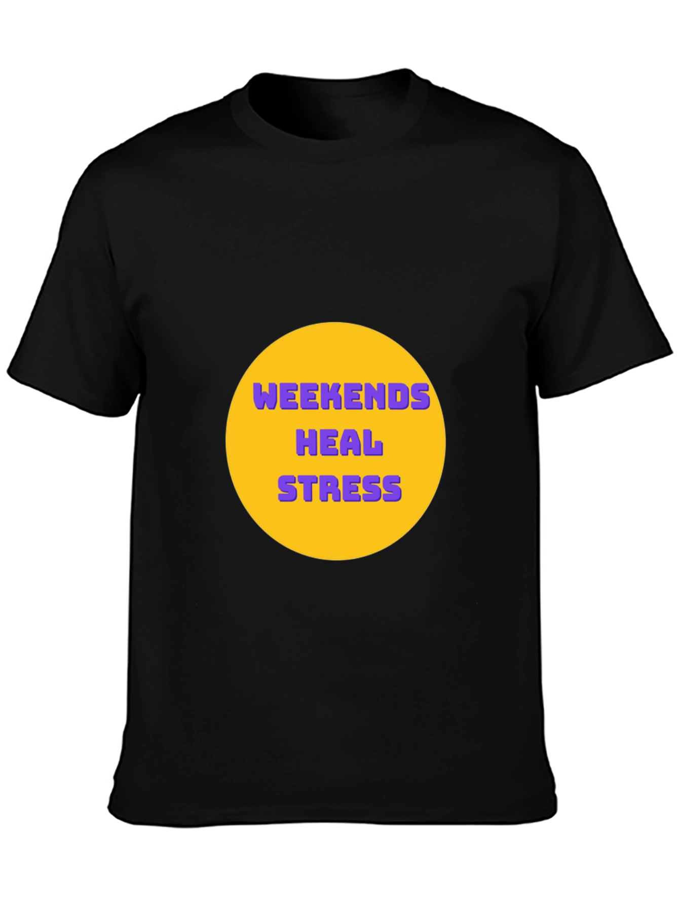 Black Weekends Heal Stress Graphic Tee - Black Casual T-Shirt view 3