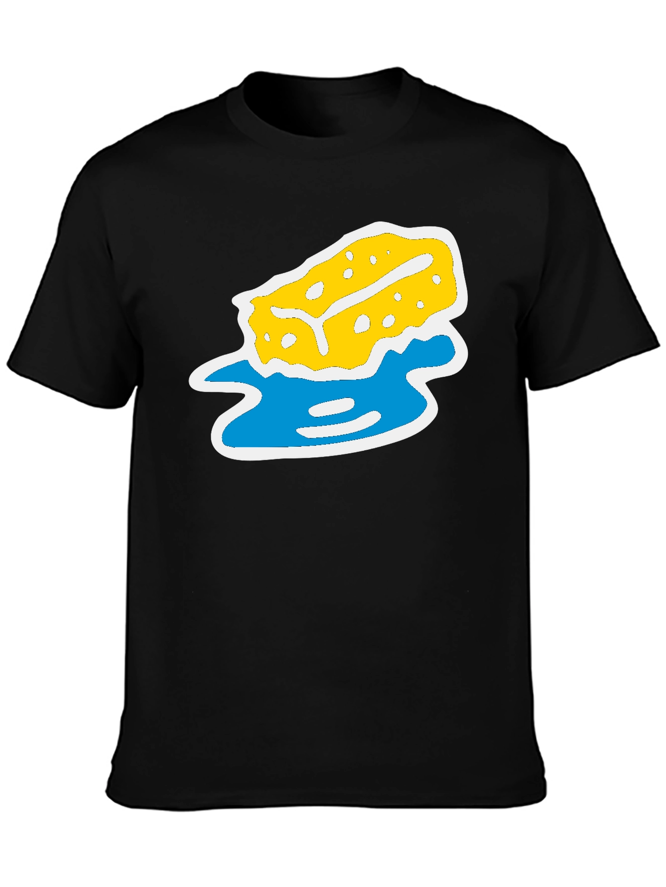 Black Sponge & Water Graphic Tee - Black Cotton Blend view 3