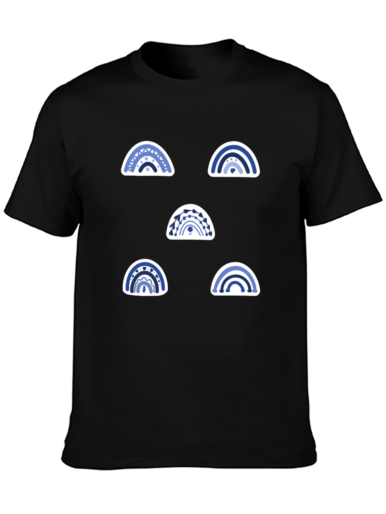 Black Blue Rainbow Pattern Graphic Tee view 3