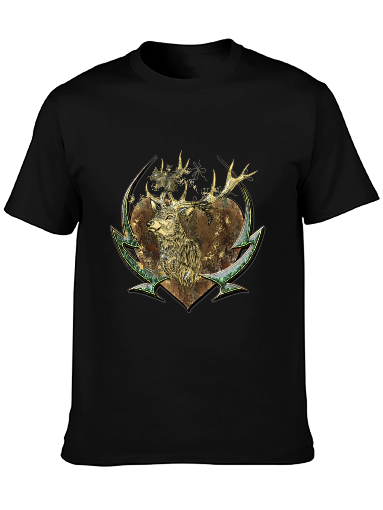Black Deer Graphic Print Tee - Nature Inspired Style view 3
