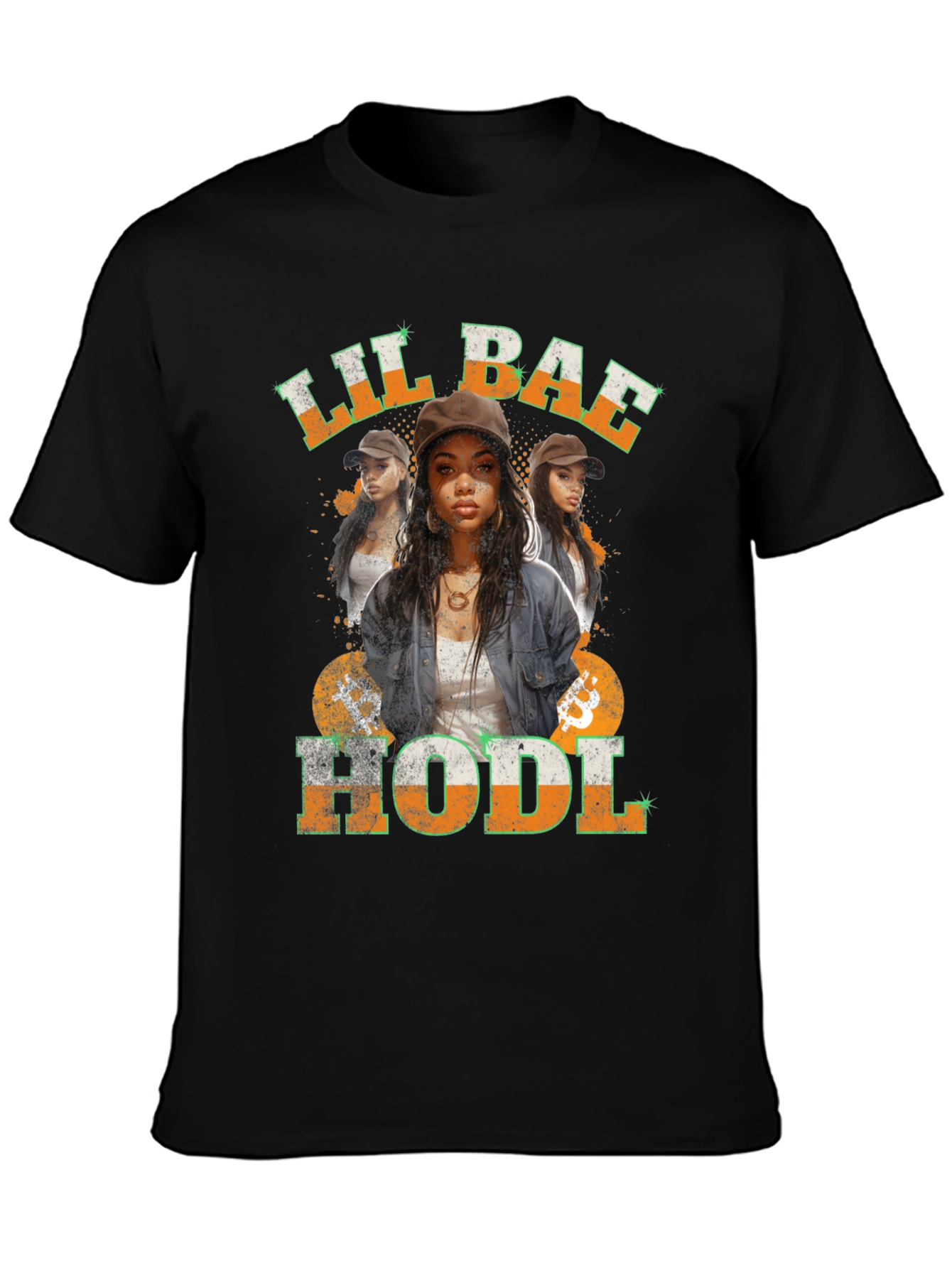 Black Lil Bae Hodl Unisex T-Shirt view 3
