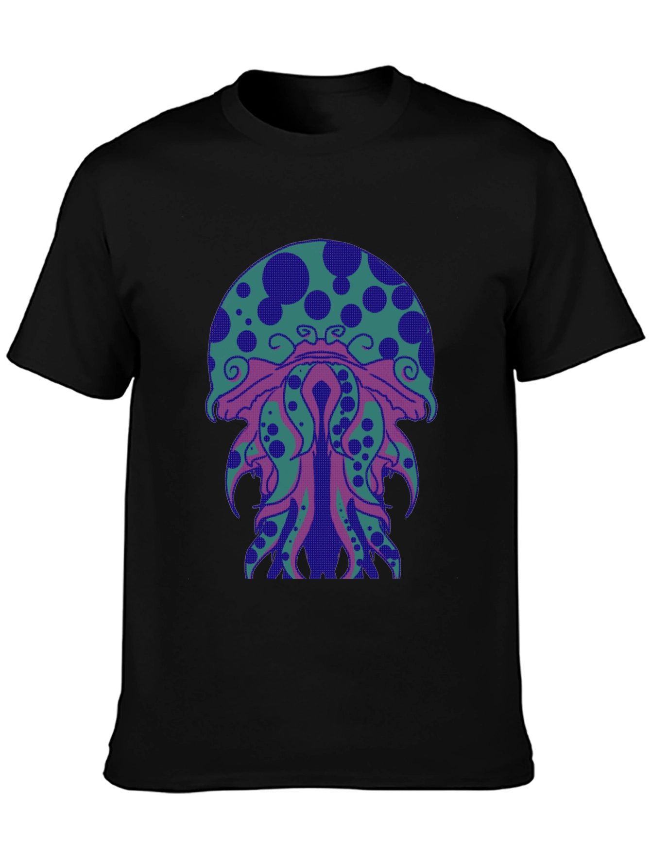 Black Psychedelic Jellyfish Graphic Tee - Black Cotton view 3