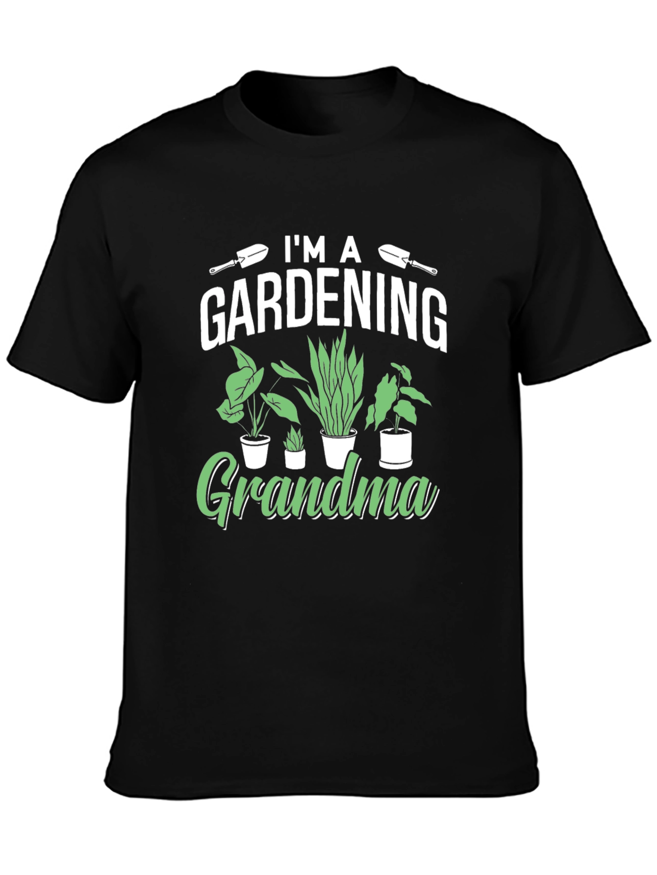 Black Gardening Grandma T-Shirt - Black Cotton Tee view 3