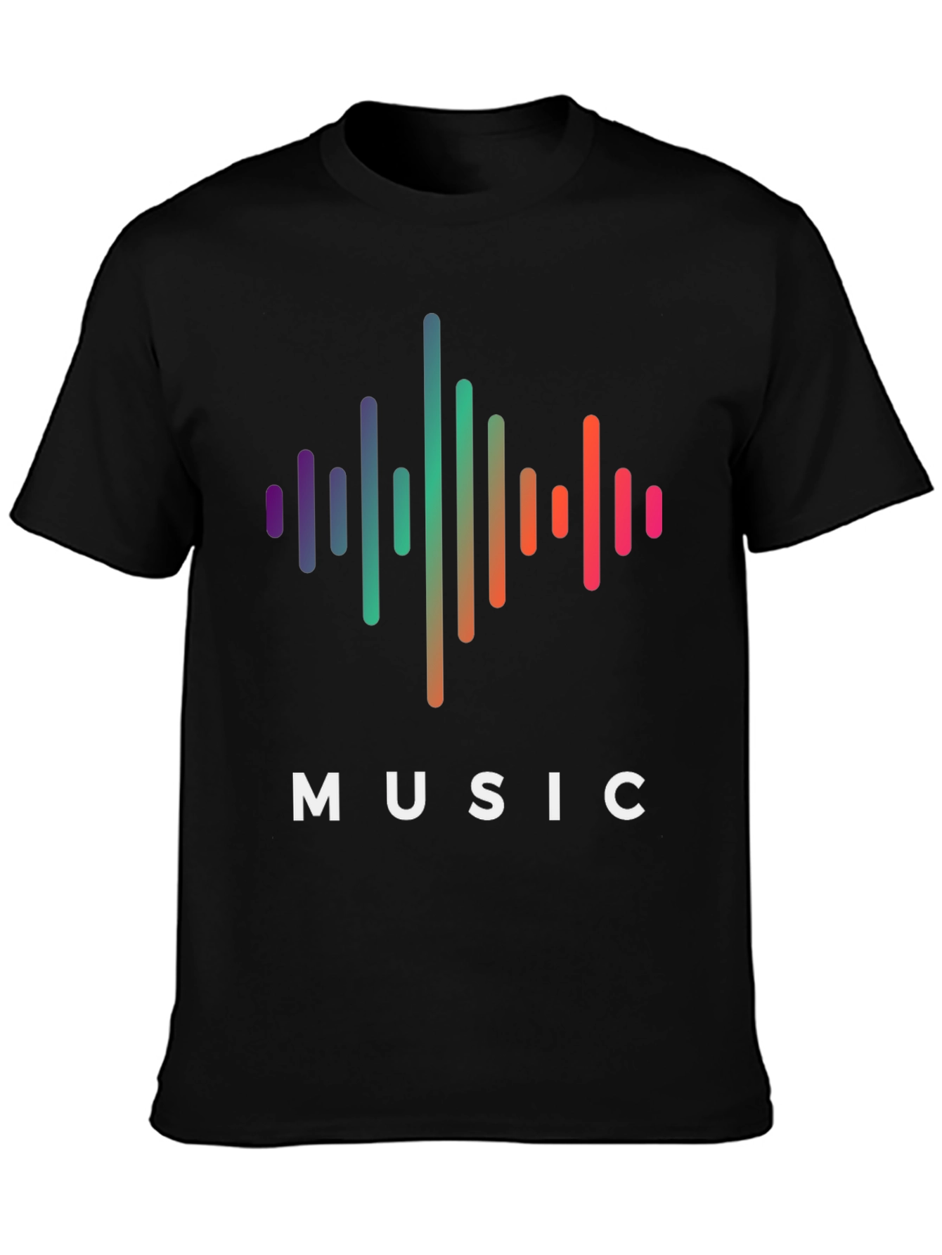 Black Music Wave Graphic Tee - Black Cotton T-Shirt view 3