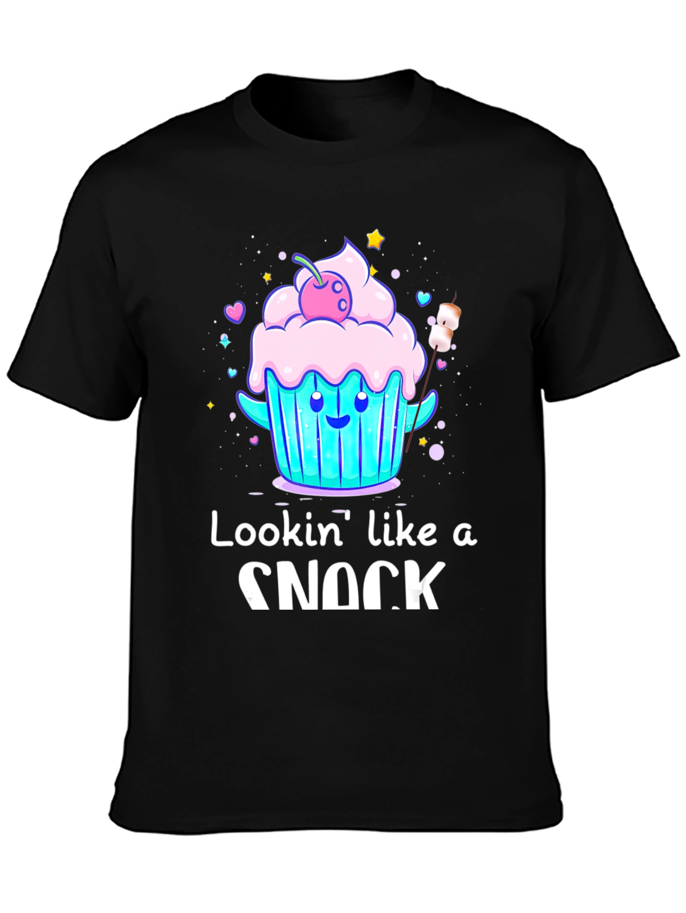 Black Lookin' Like A Snack T-Shirt - Cute Cupcake Design view 3
