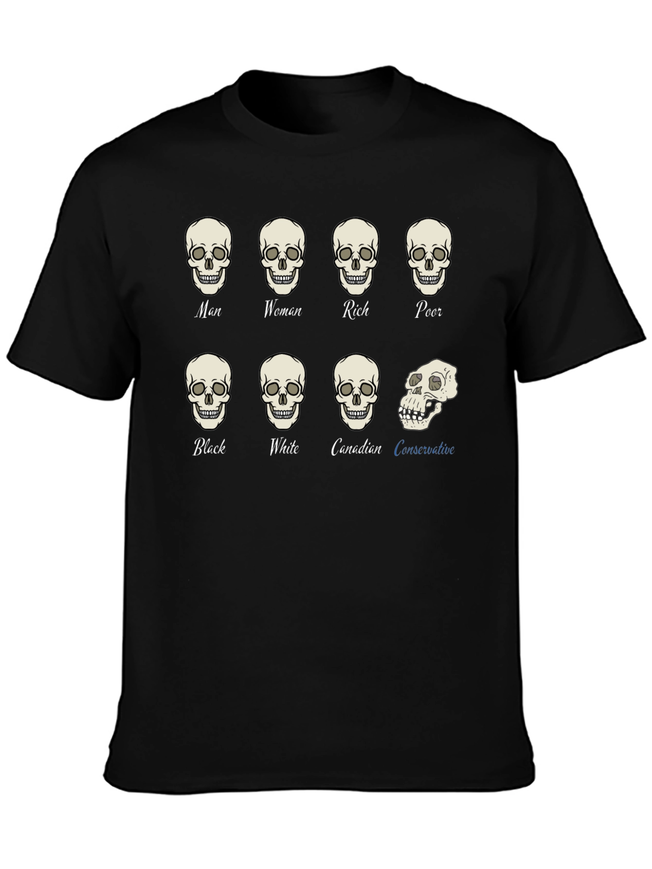 Black Equality T-Shirt: All Skulls Look the Same view 3