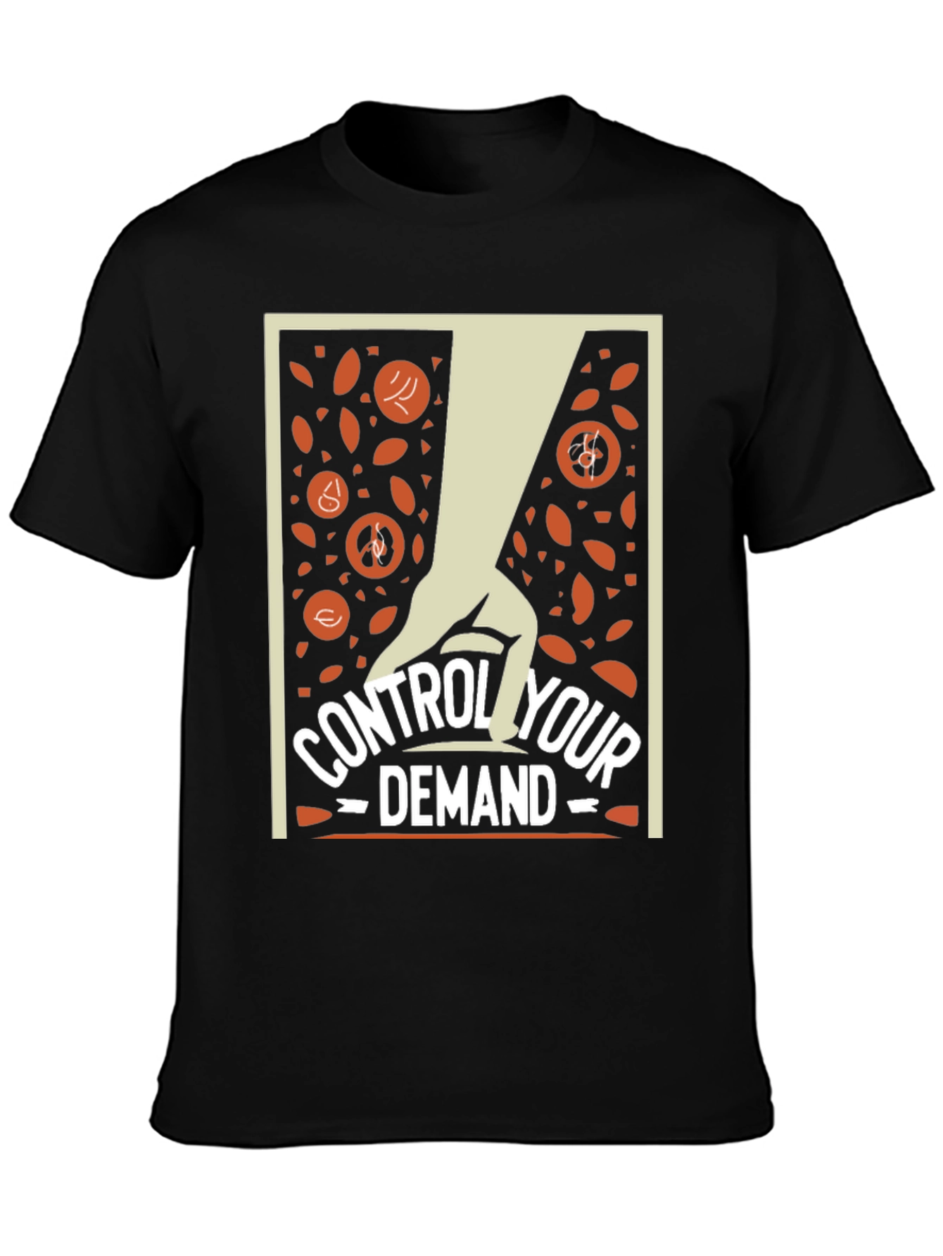 Black Control Your Demand T-Shirt - Stylish Graphic Tee view 3