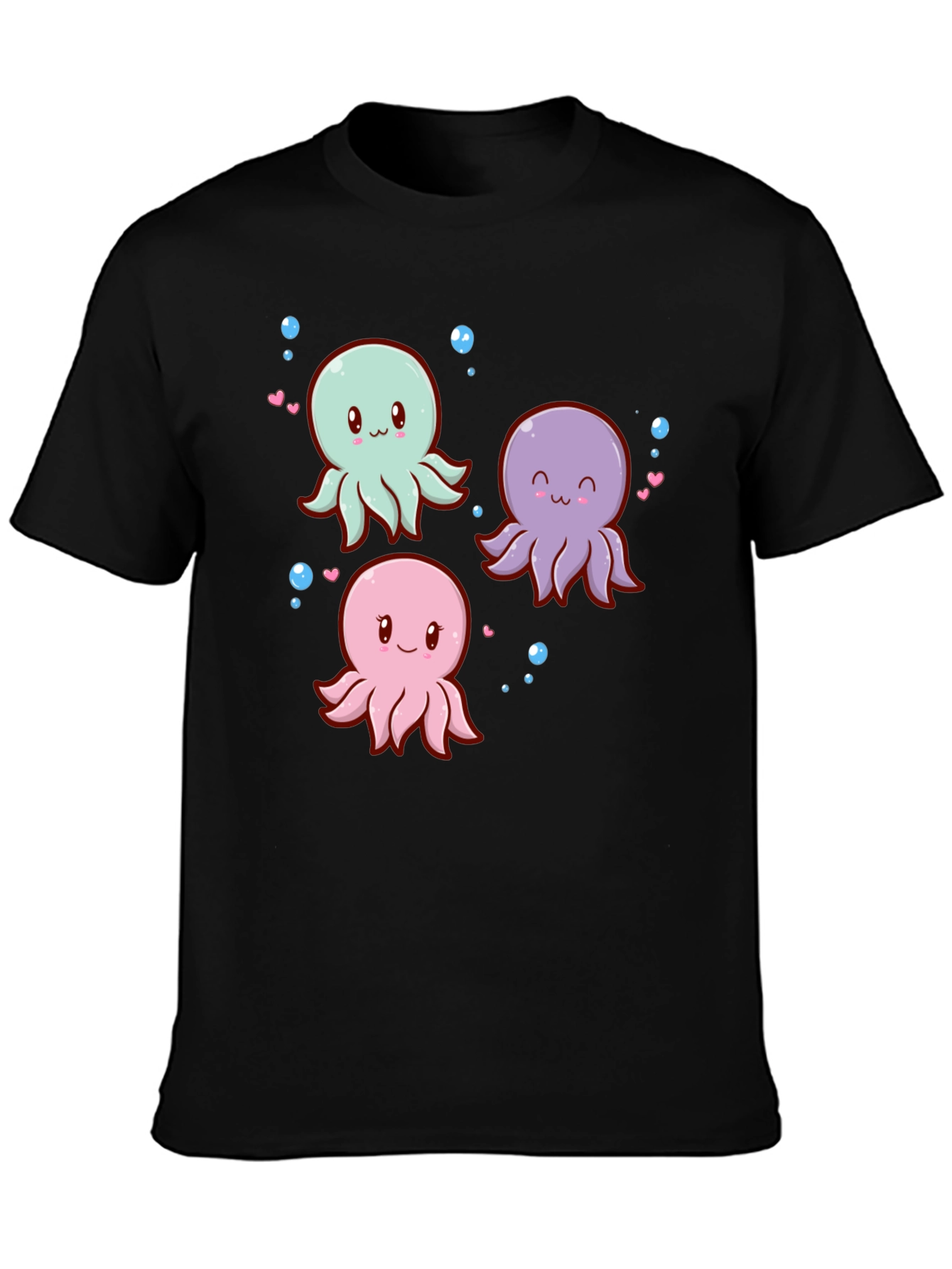 Black Cute Octopus Graphic Tee view 3