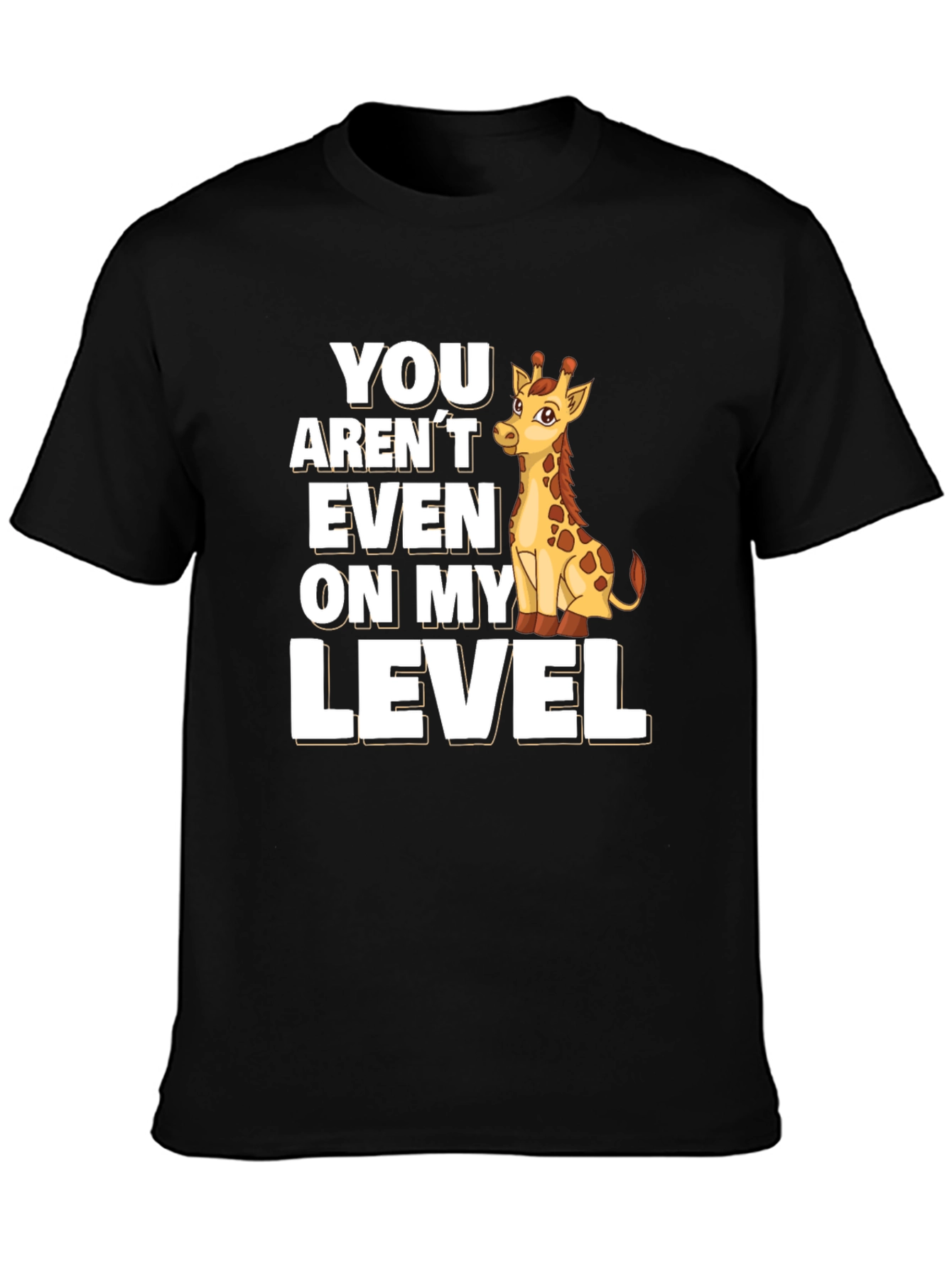 Black Giraffe Level T-Shirt - Funny Animal Tee view 3