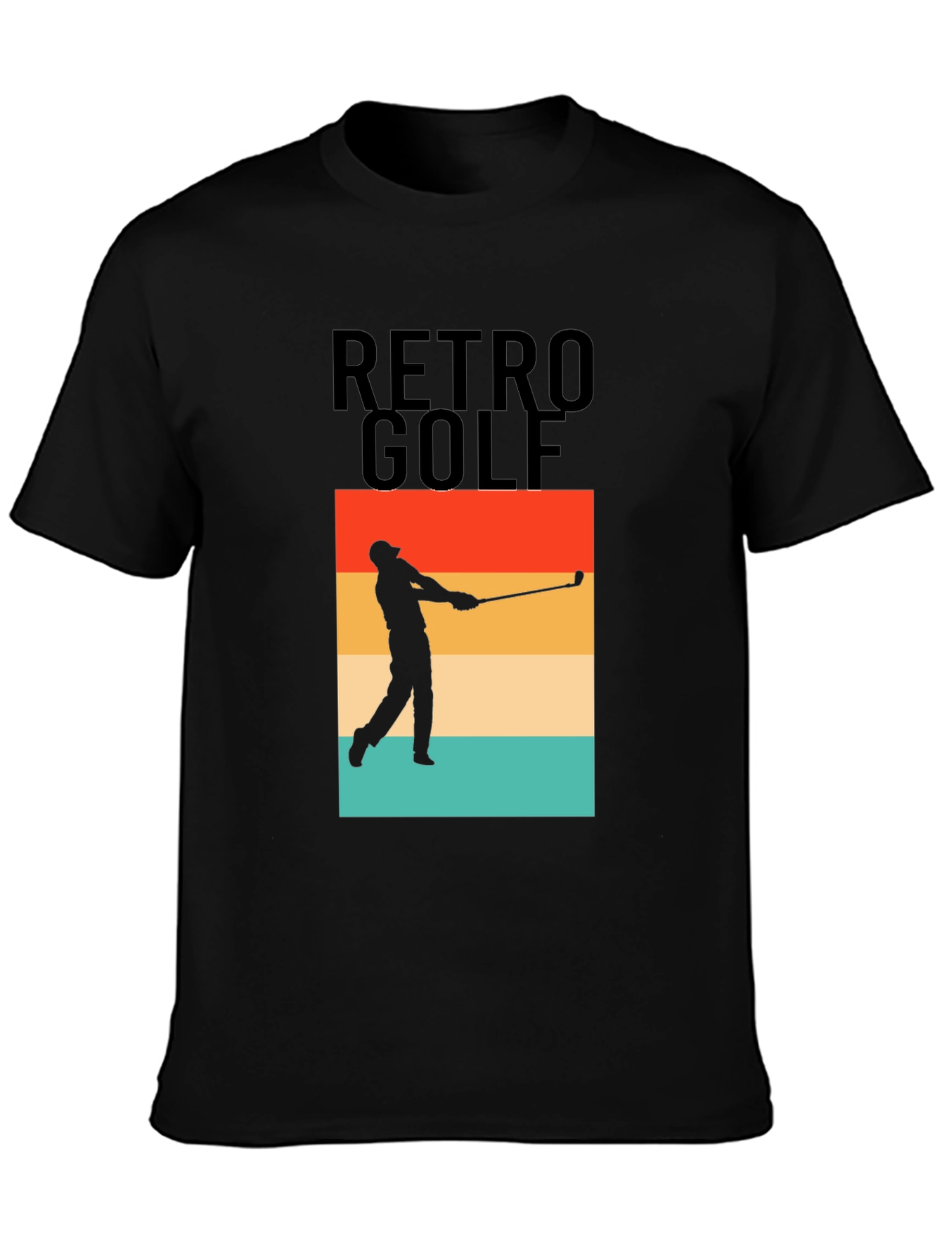 Black Retro Golf T-Shirt - Golfer Silhouette Tee view 3