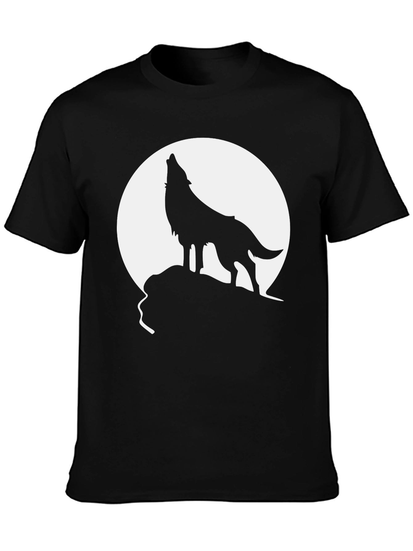 Black Wolf Howling at Moon Graphic Tee - Black view 3