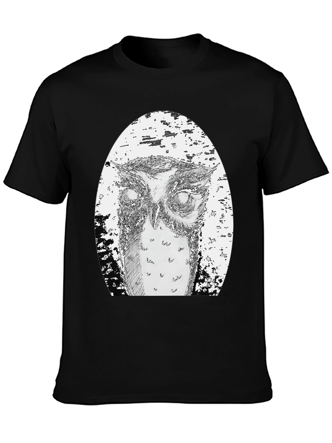 Black Owl Graphic Tee - Unique Hand Drawn Design view 3