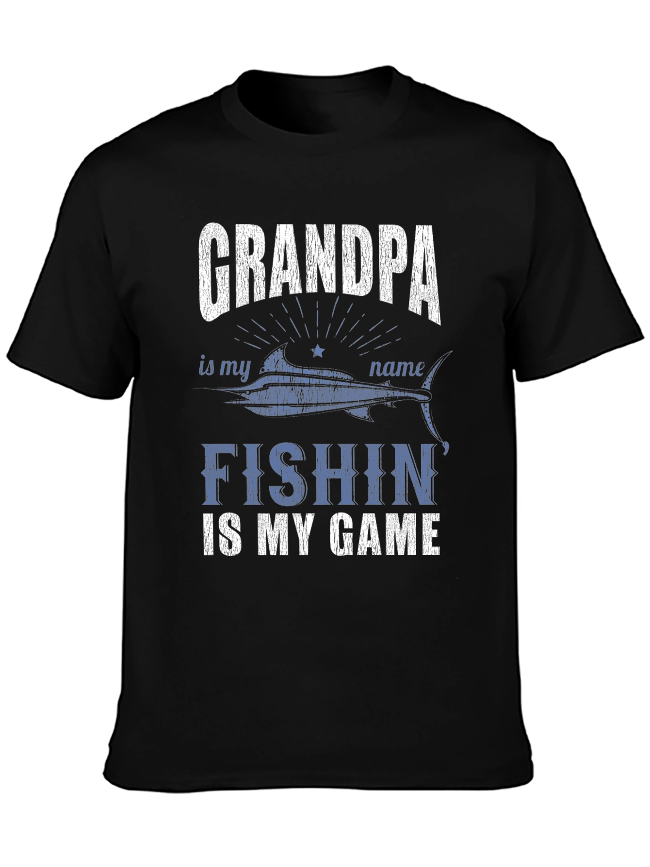 Black Grandpa Fishin' Game T-Shirt view 3