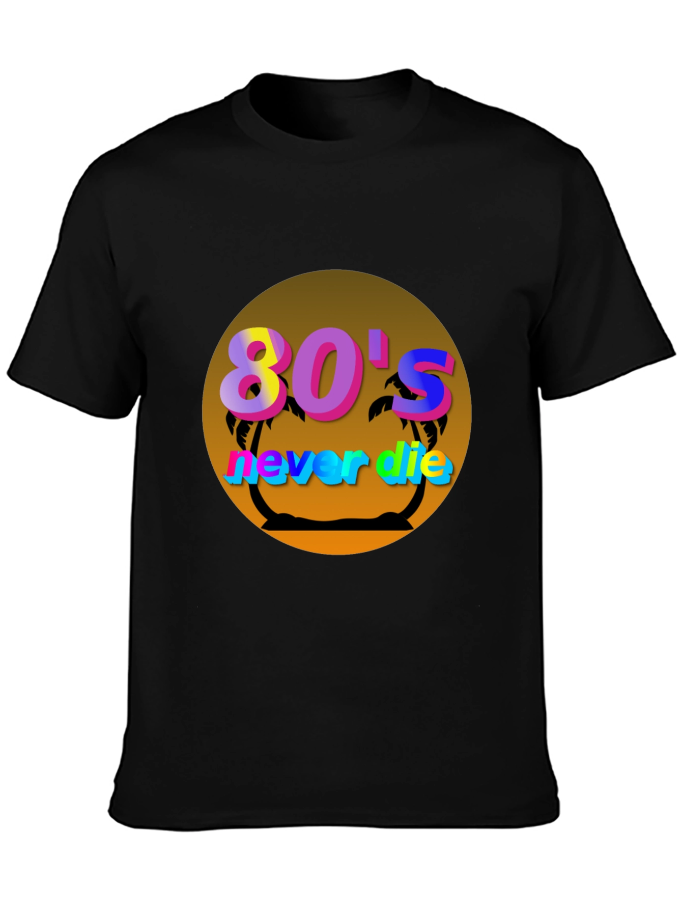 Black 80's Never Die Graphic Tee view 3