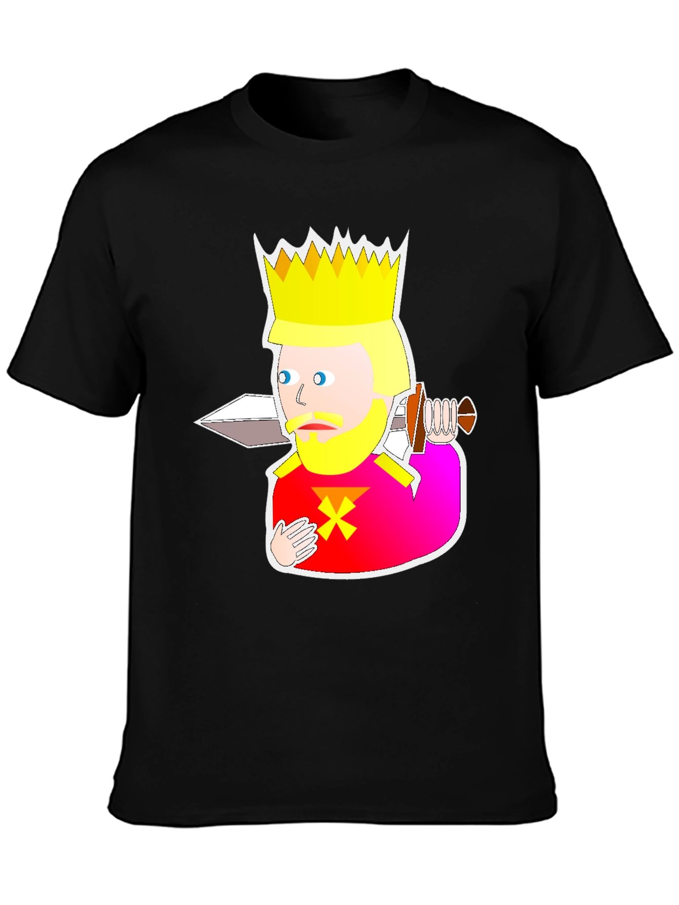 Black King Cartoon Graphic Tee - Black view 3