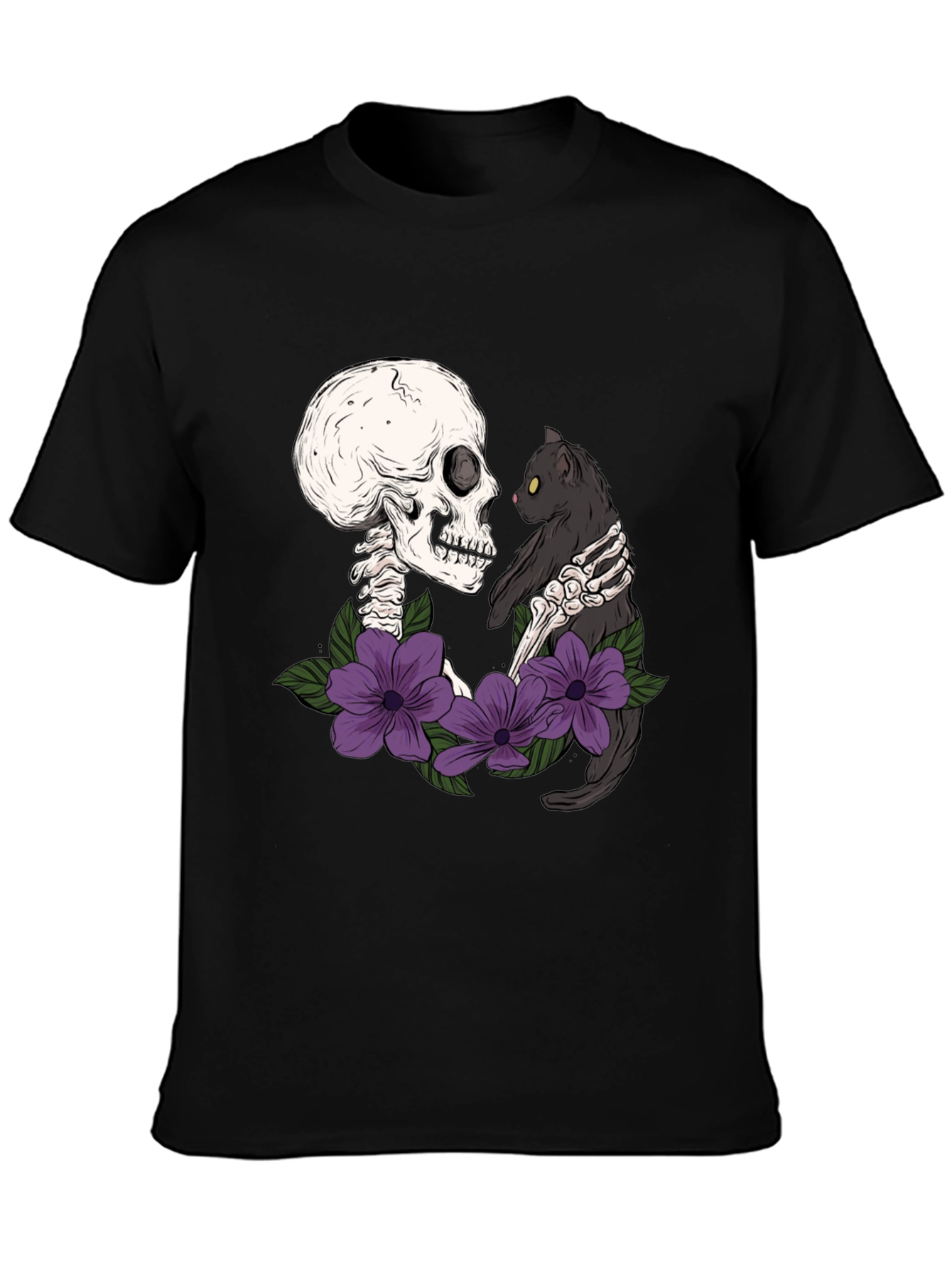 Black Skeleton Cat Lover T-Shirt - Dark Humor Tee view 3