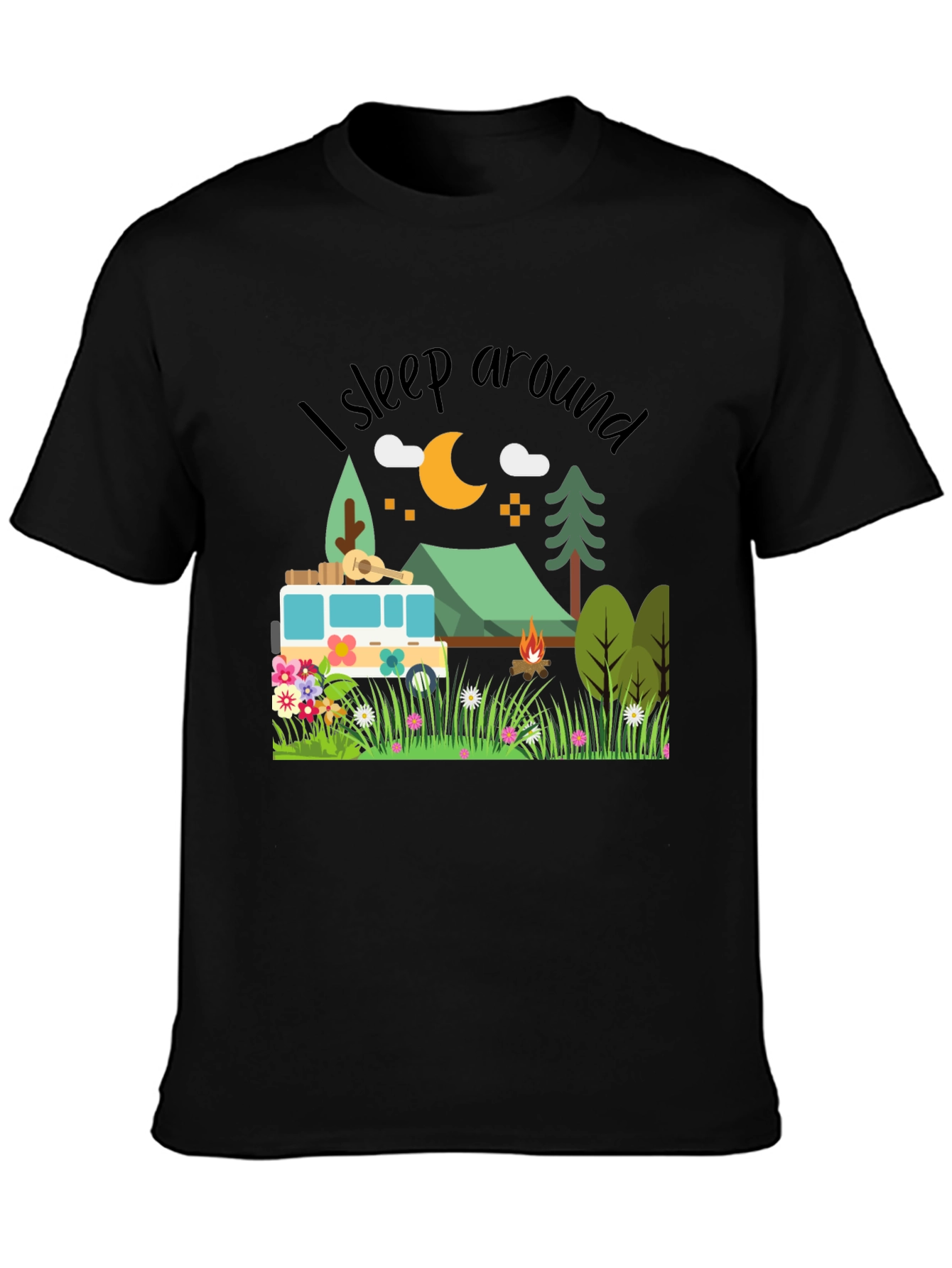 Black Sleep Around Camping T-Shirt - Nature Lover Tee view 3