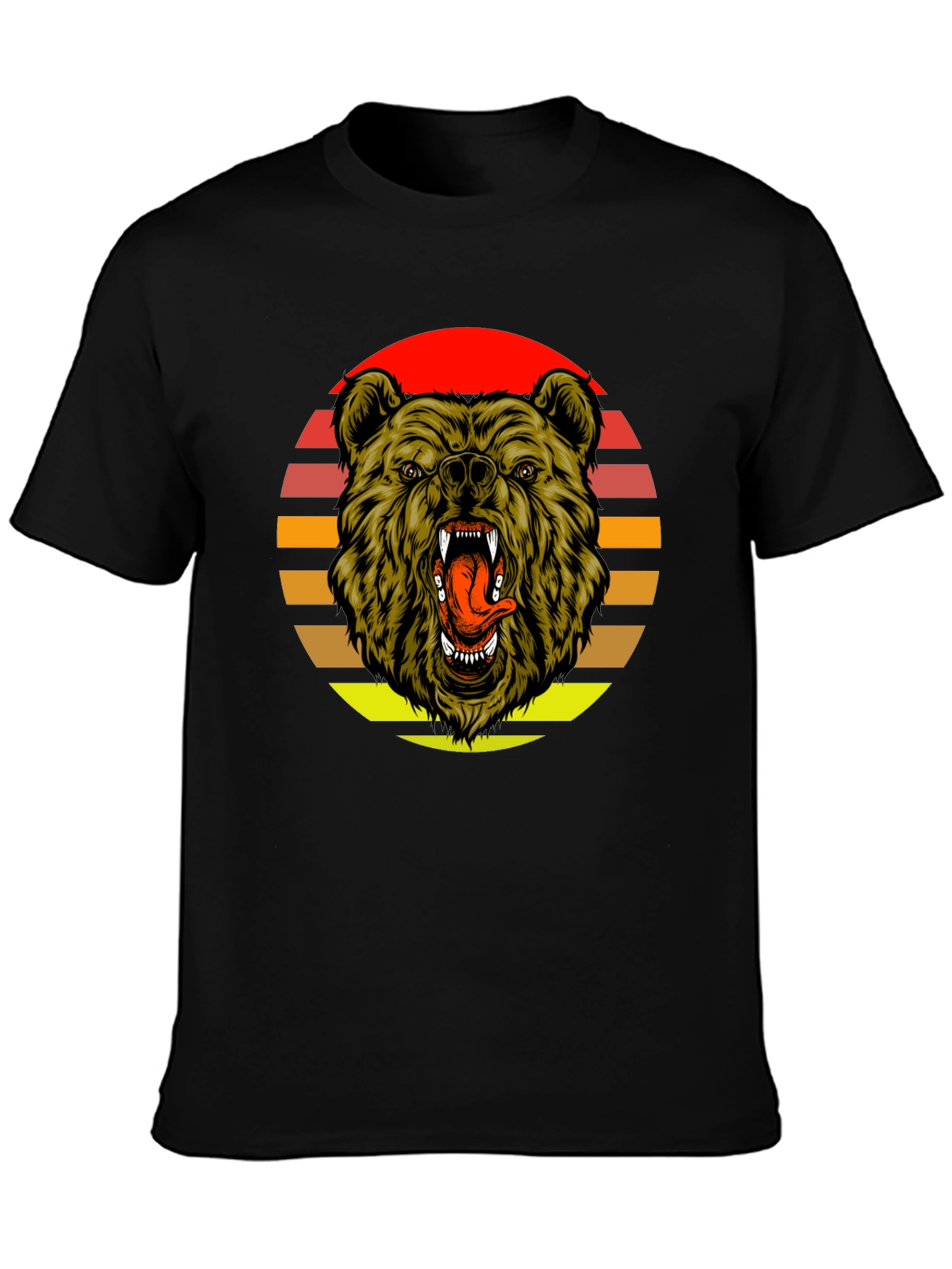 Black Sunset Bear Graphic Tee - Black Cotton Blend view 3