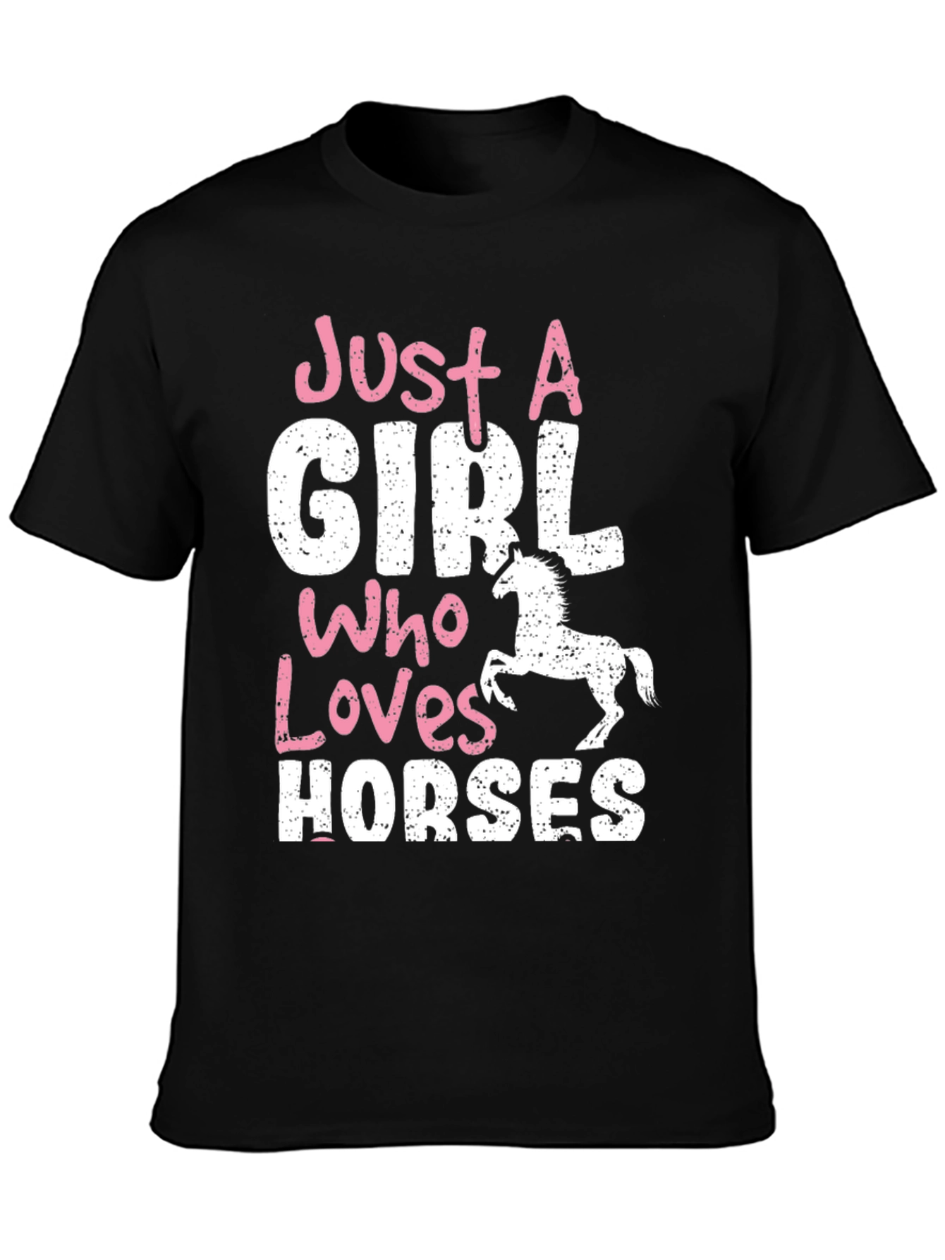 Black Just A Girl Who Loves Horses T-Shirt view 3