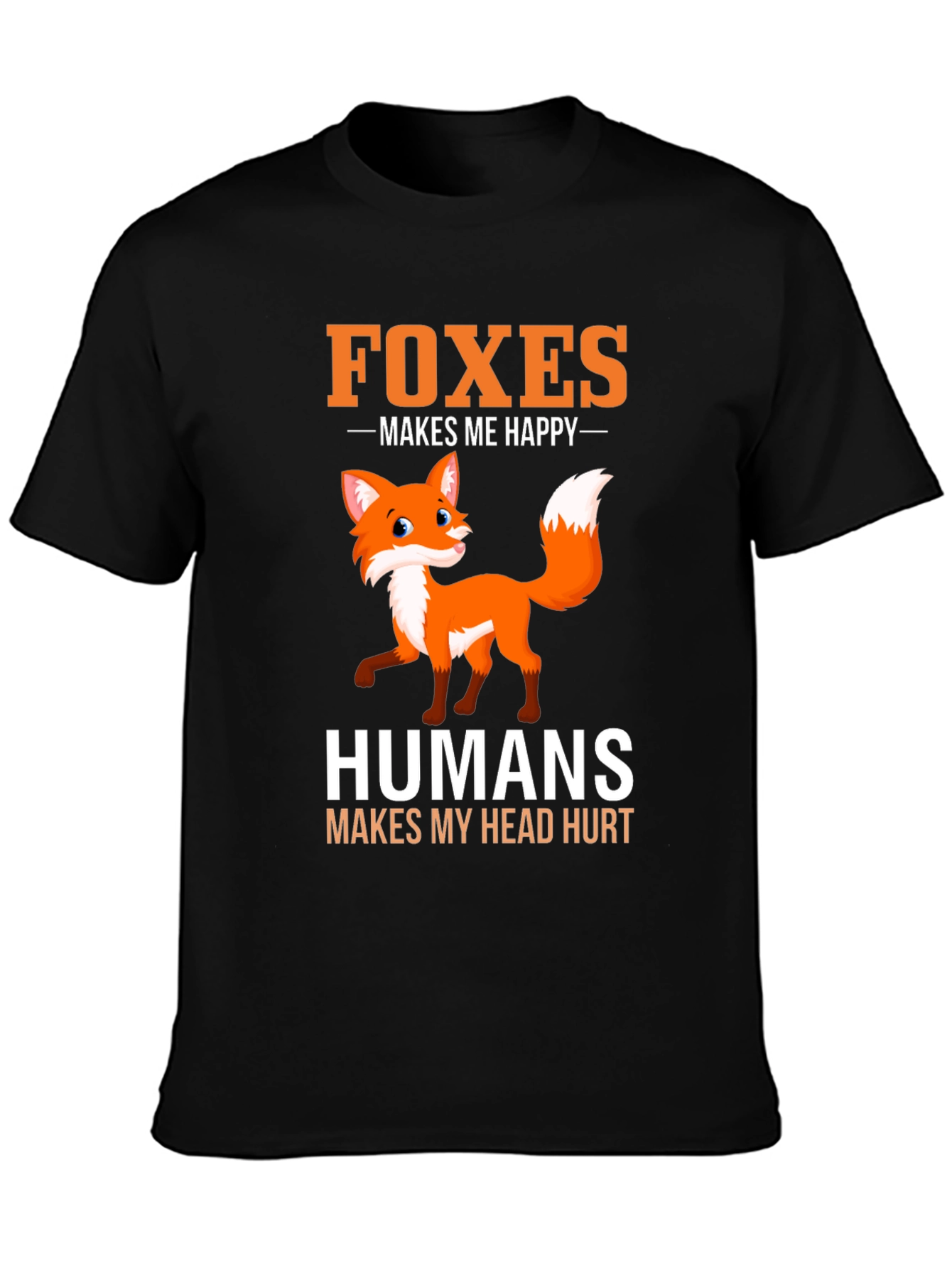 Black Foxes Make Me Happy T-Shirt - Funny Animal Lover Tee view 3