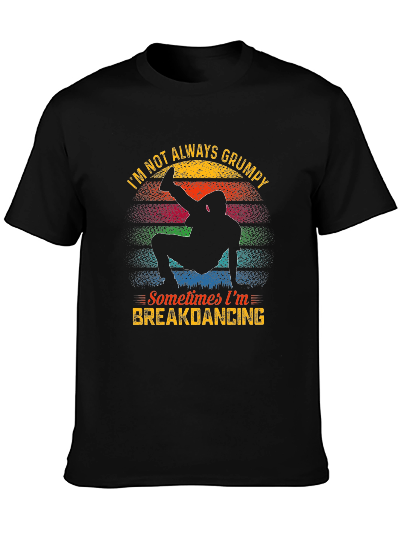 Black Grumpy Breakdancing Graphic Tee - Novelty T-Shirt view 3