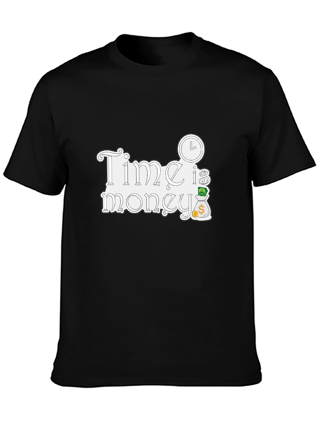 Black Time is Money Graphic Tee - Black Cotton T-Shirt view 3