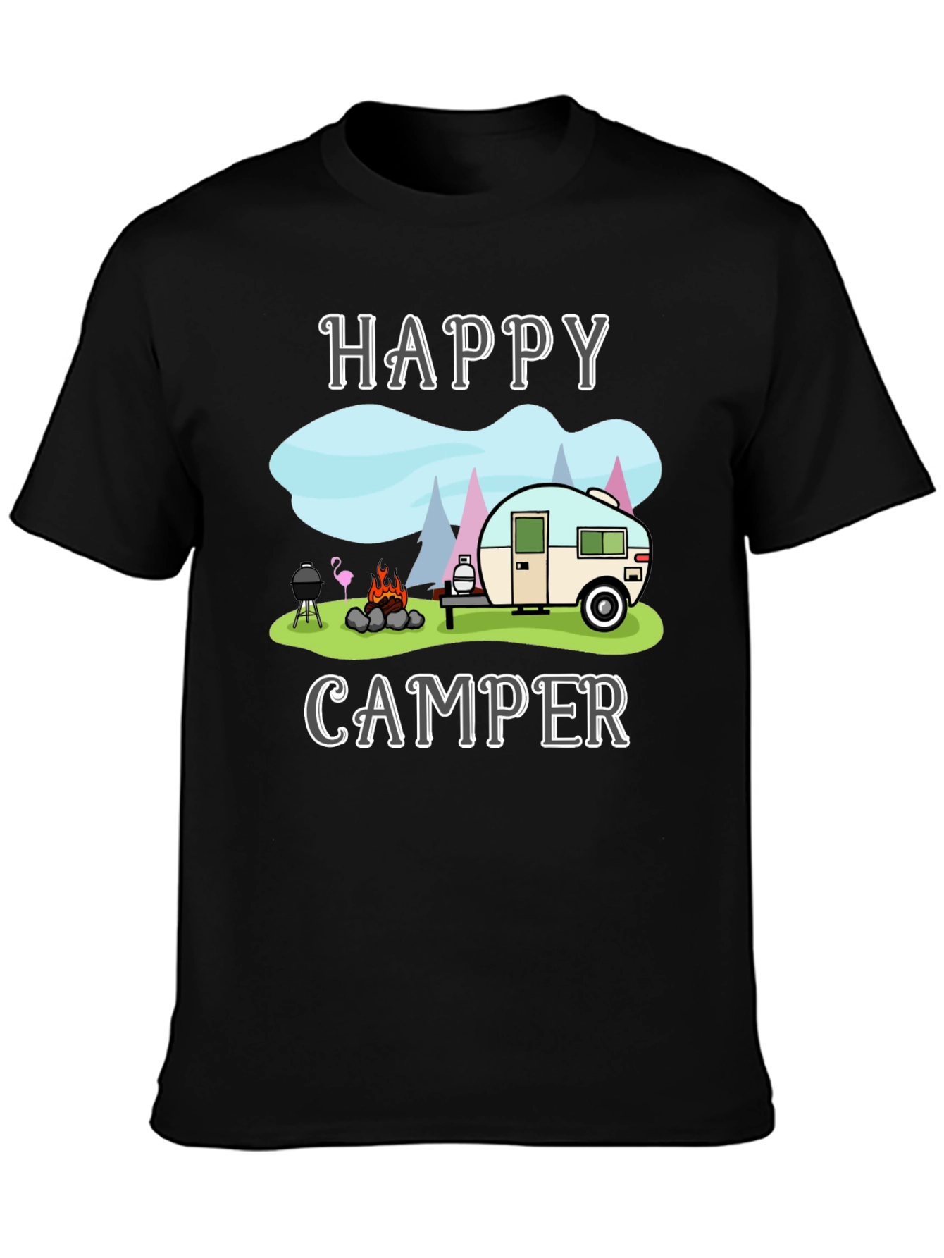 Happy Camper Graphic T-Shirt Camping Design - 3