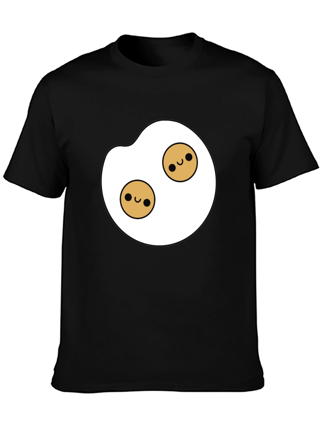 Black Cute Egg Graphic Tee - Black Casual Shirt view 3