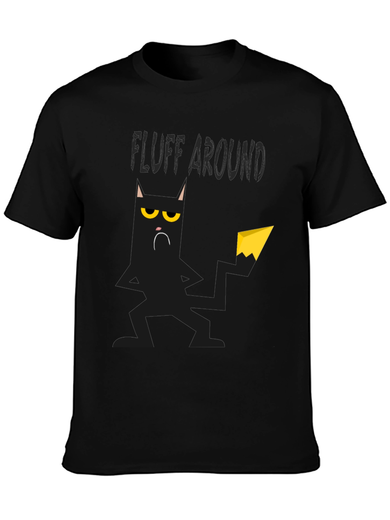 Black Fluff Around Black Cat Graphic T-Shirt view 3