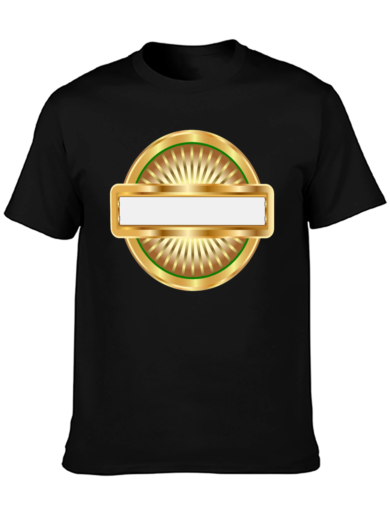 Black Men's Black T-Shirt with Gold Emblem view 3