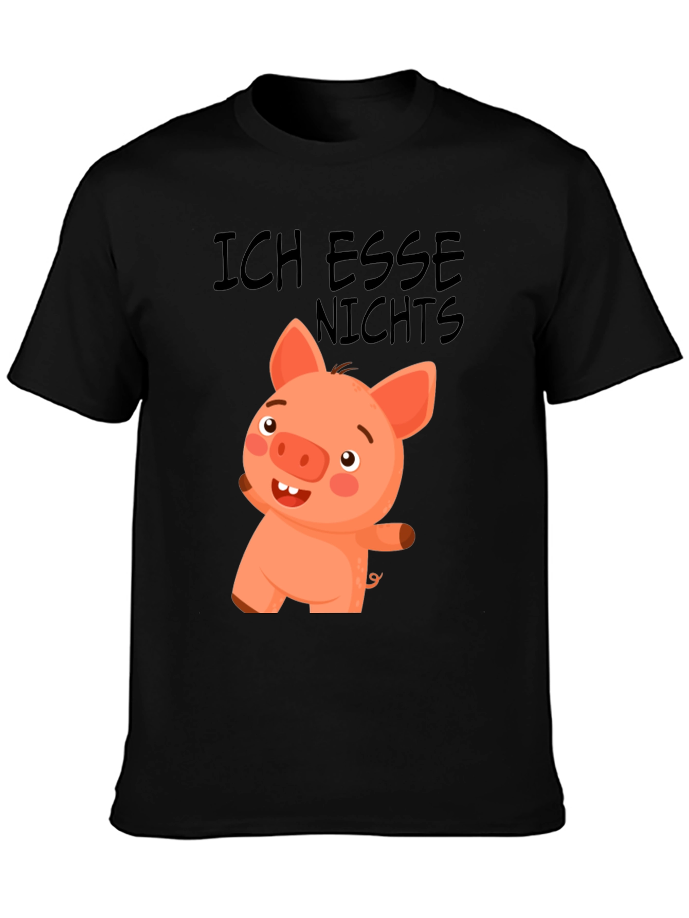 Black Ich Esse Nichts Funny Pig T-Shirt view 3