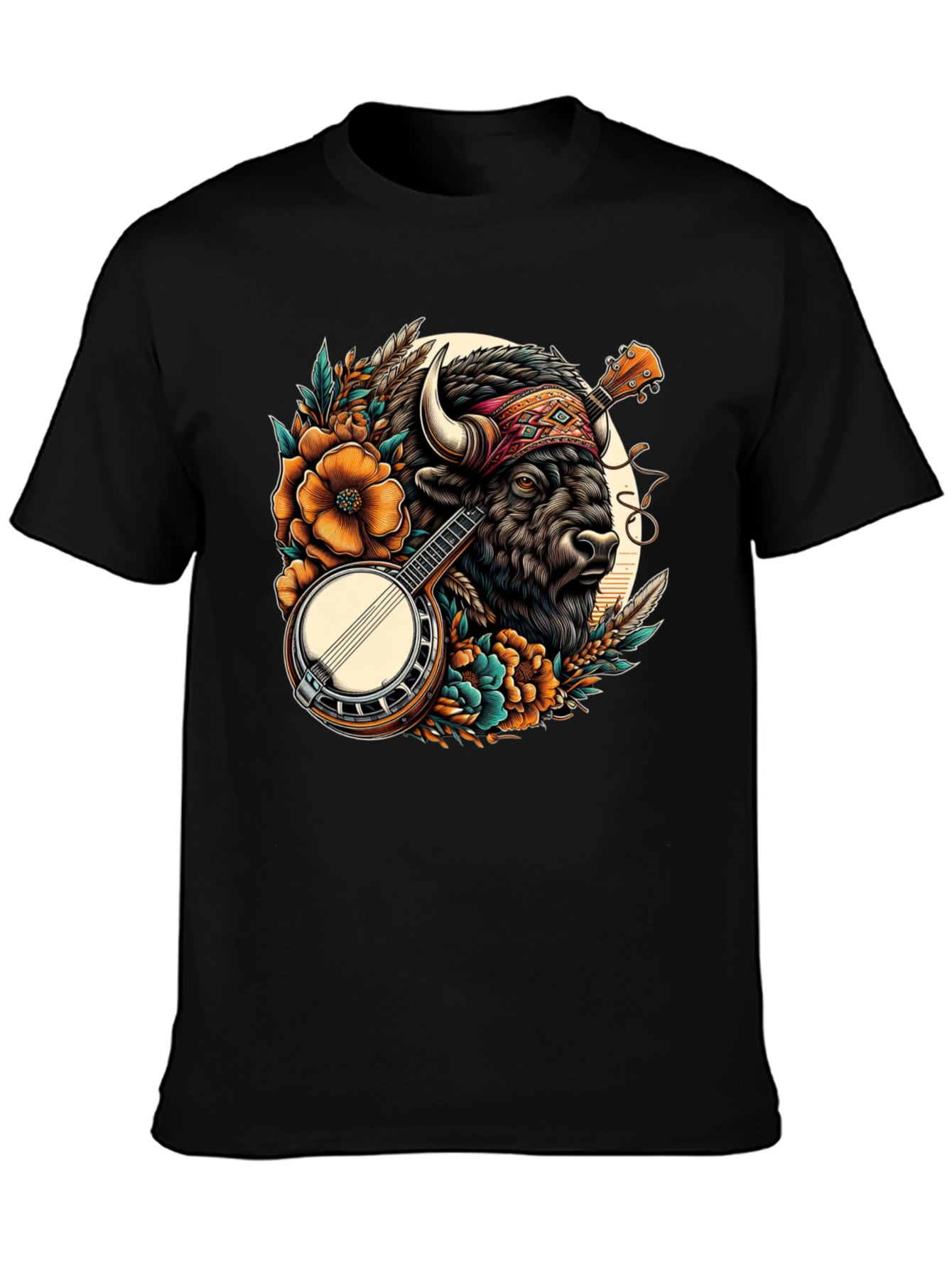 Black Buffalo Banjo T-Shirt - Unique Graphic Tee view 3