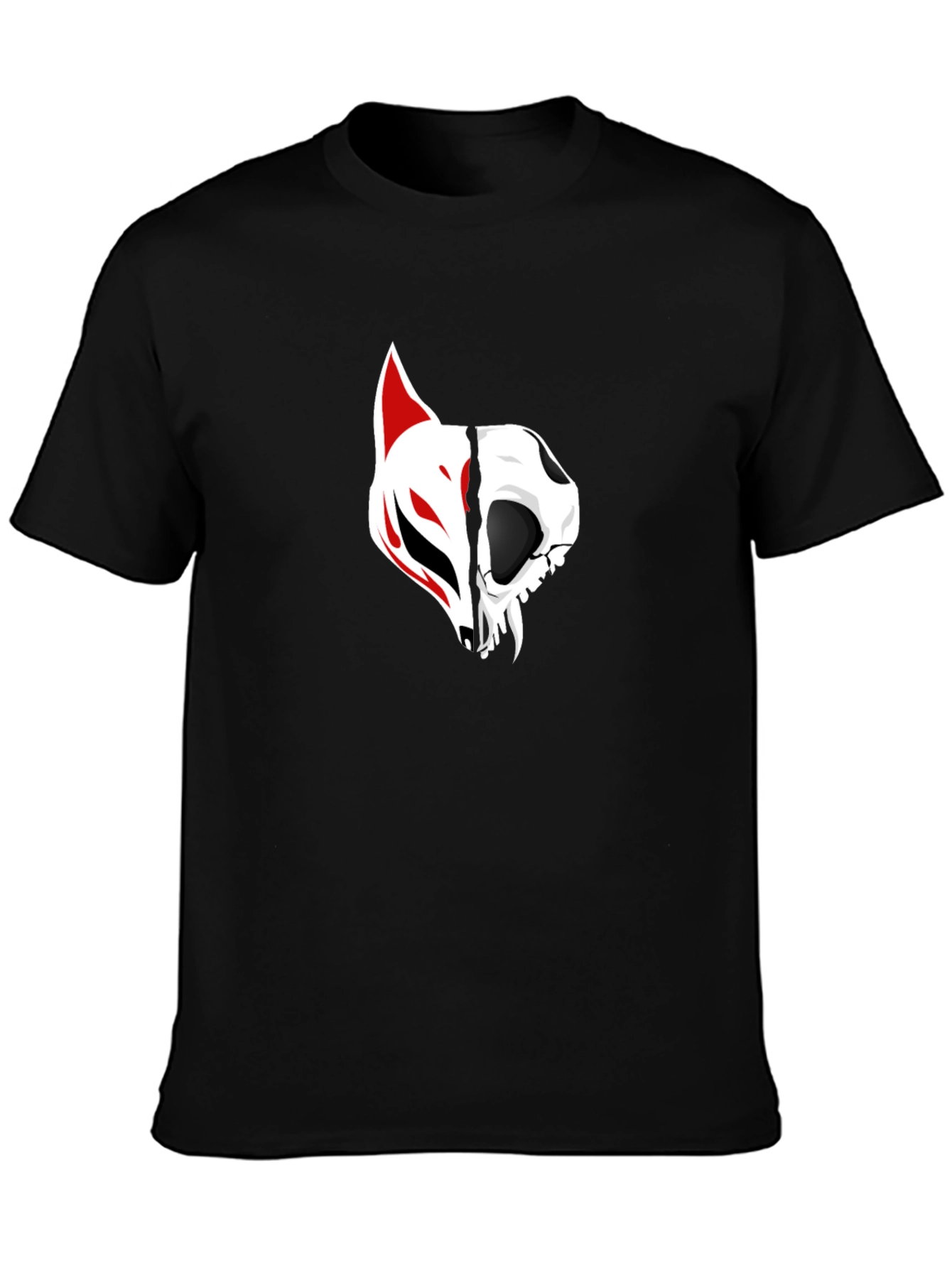 Black Black Tee with Fox and Skull Graphic view 3