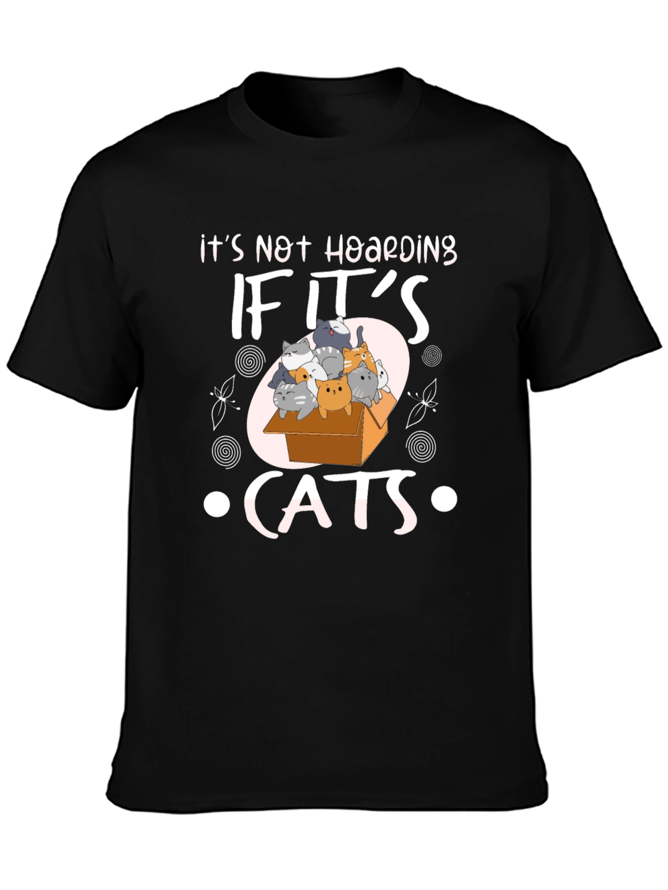 Black It's Not Hoarding If It's Cats T-Shirt view 3