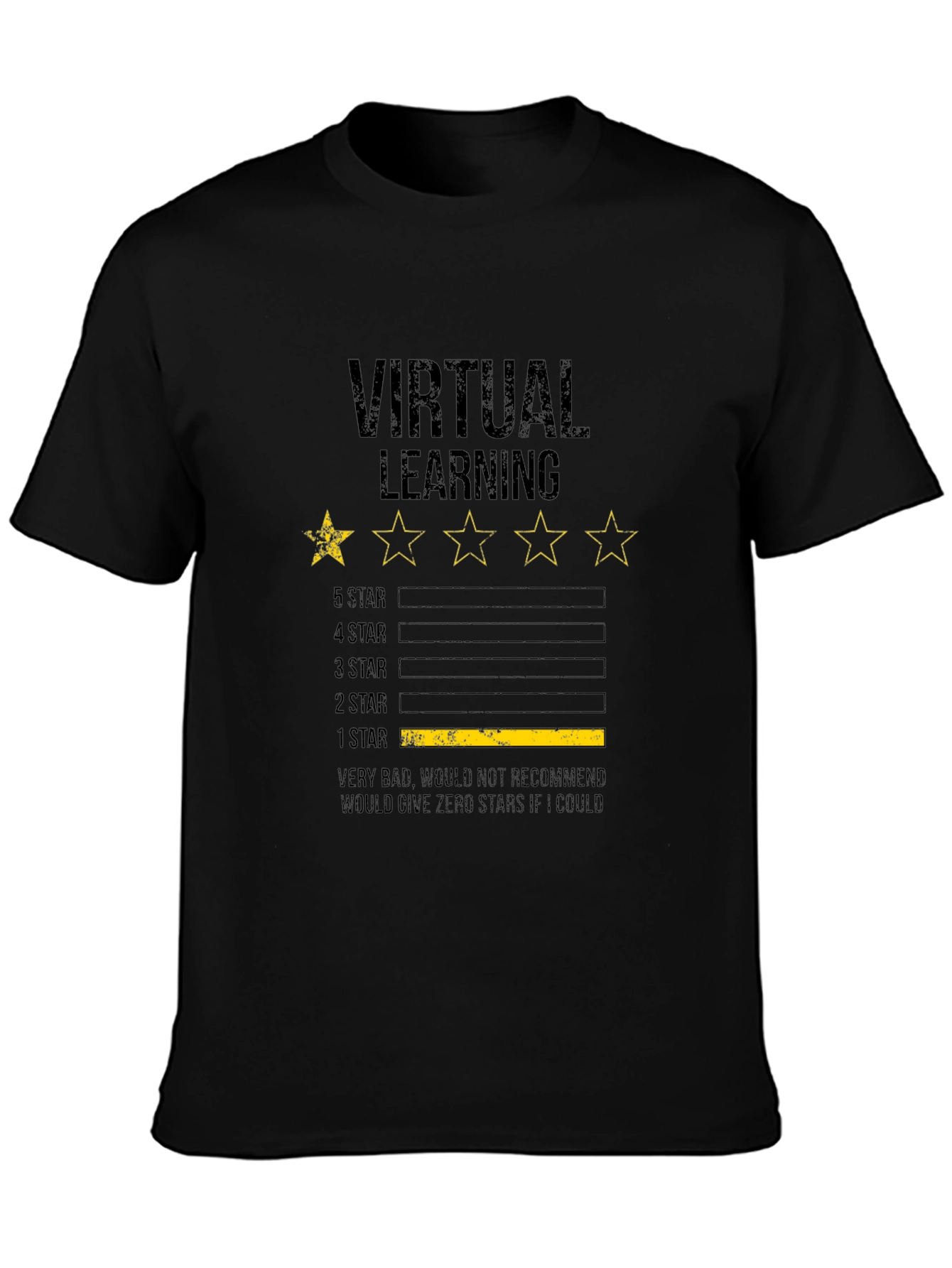 Black Virtual Learning 1-Star Review Graphic T-Shirt view 3
