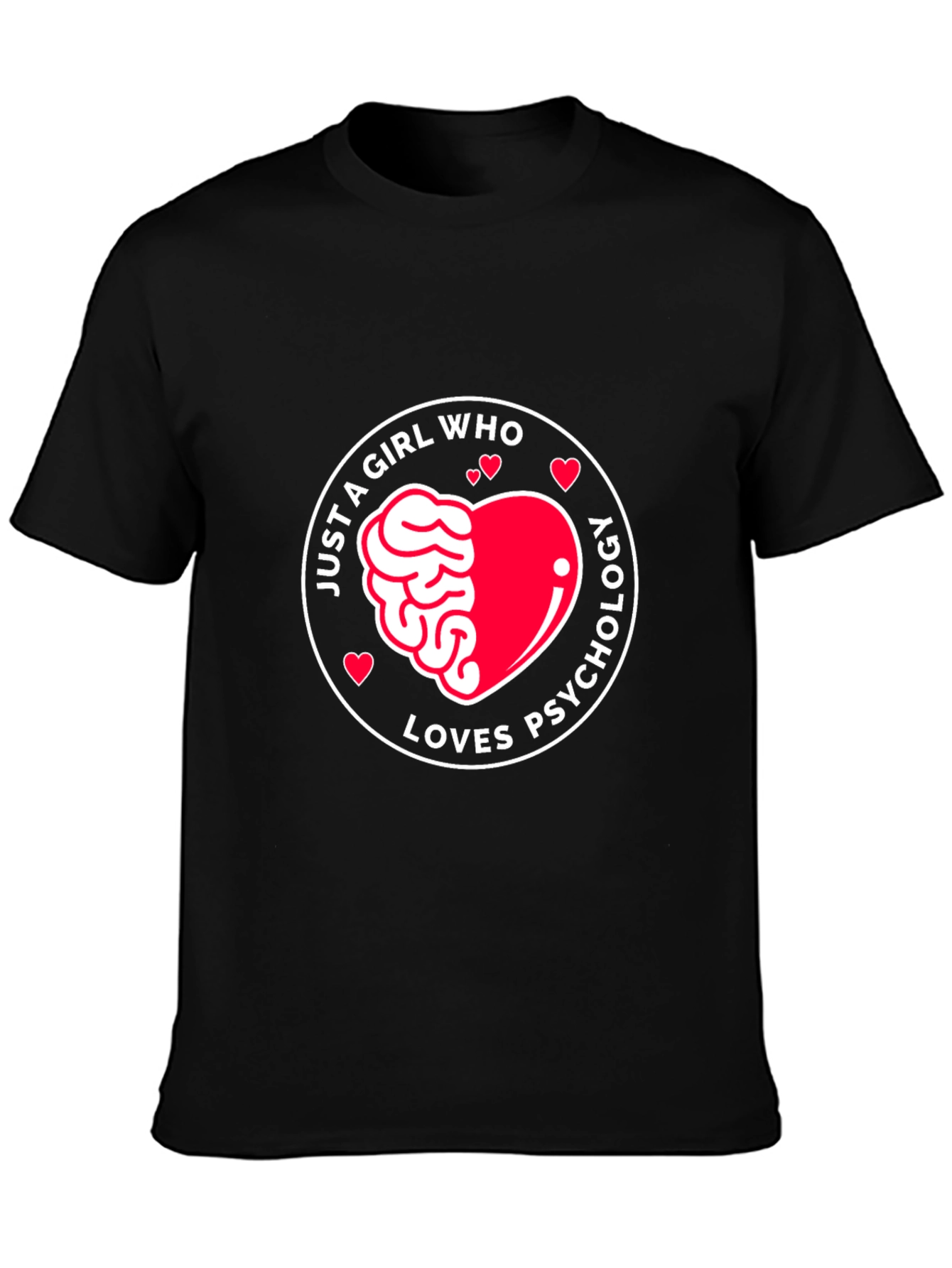 Black Just a Girl Who Loves Psychology T-Shirt view 3