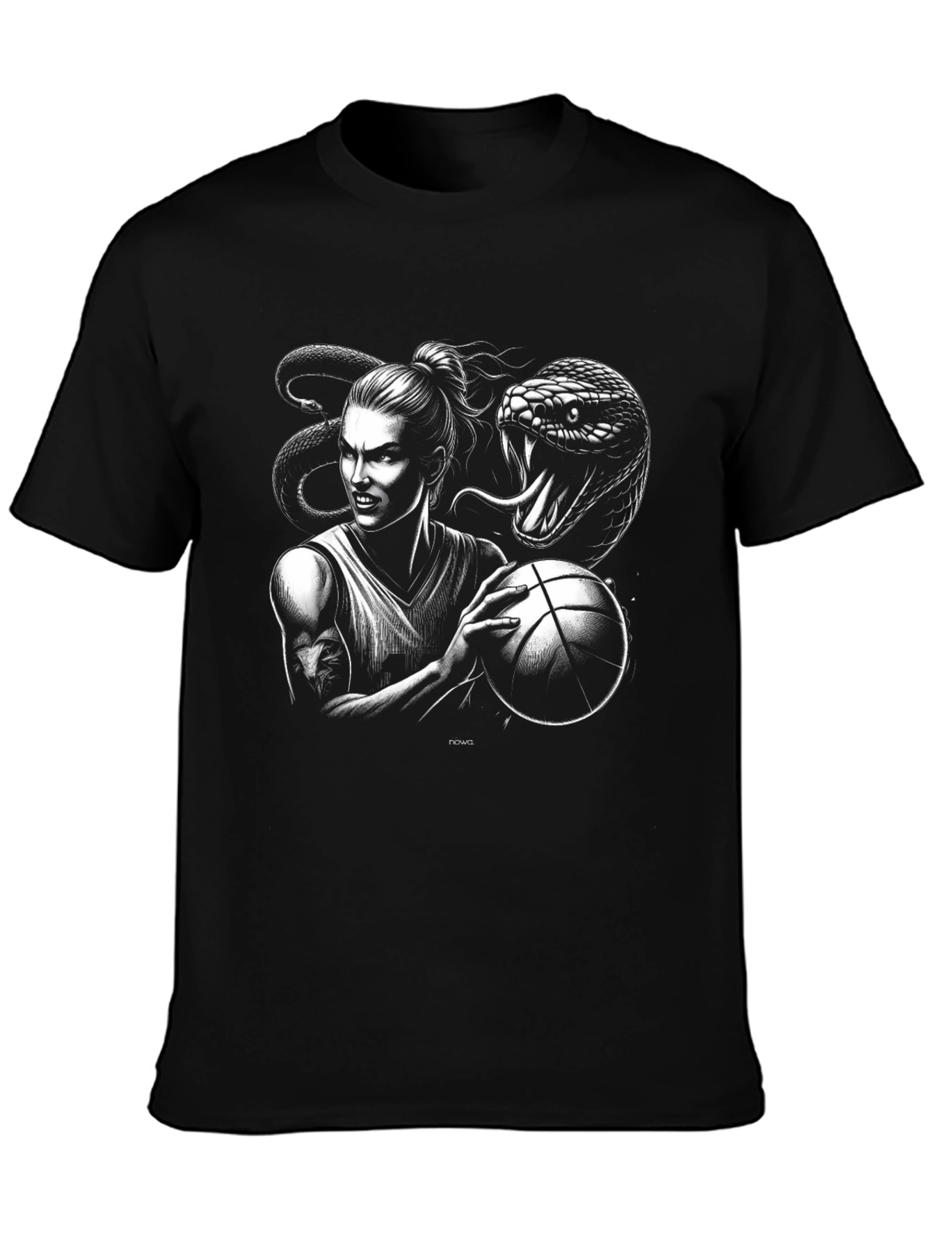 Black Basketball Snake Graphic Tee - Black view 3