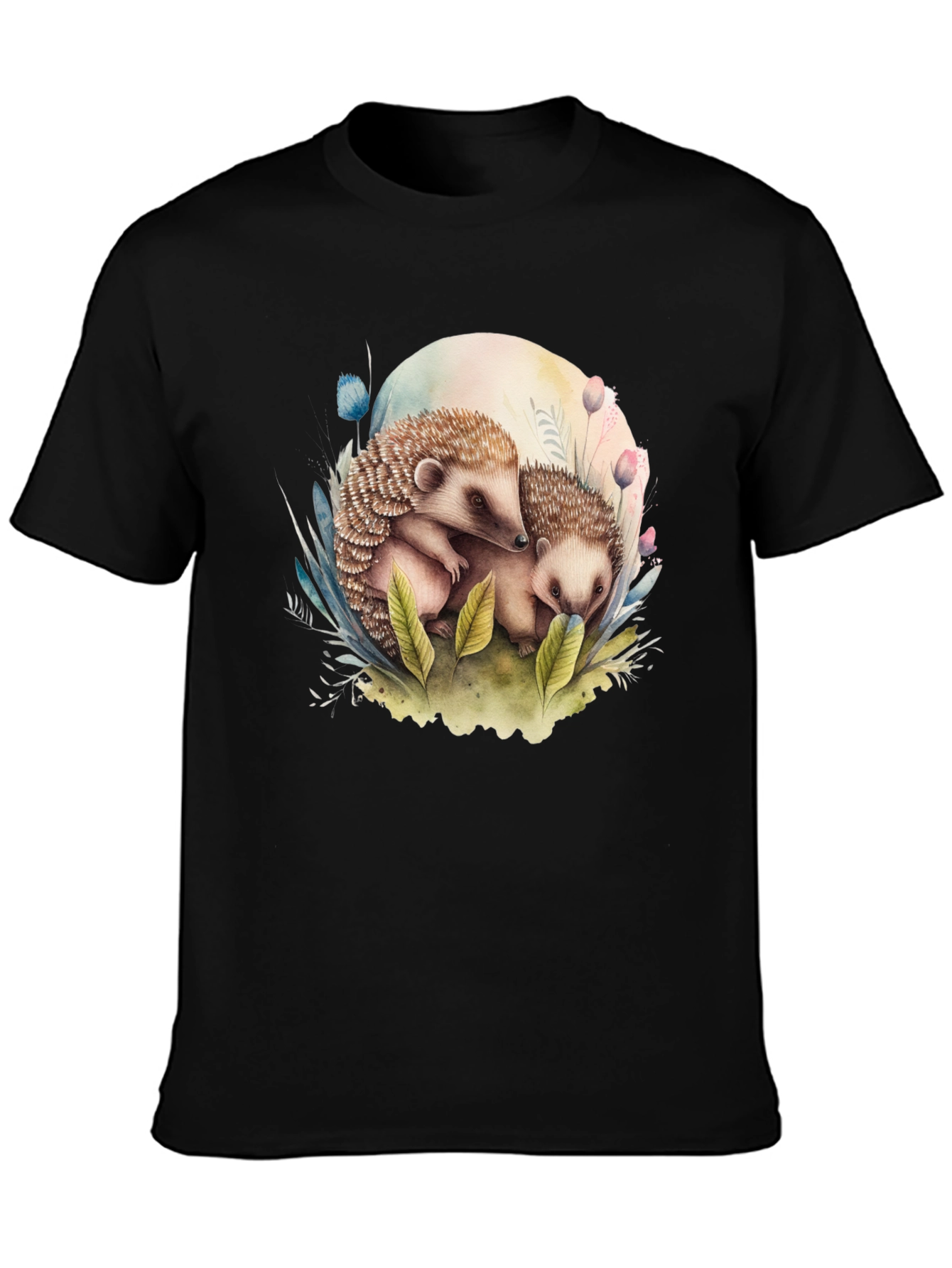 Black Cute Hedgehog Graphic Tee - Black view 3