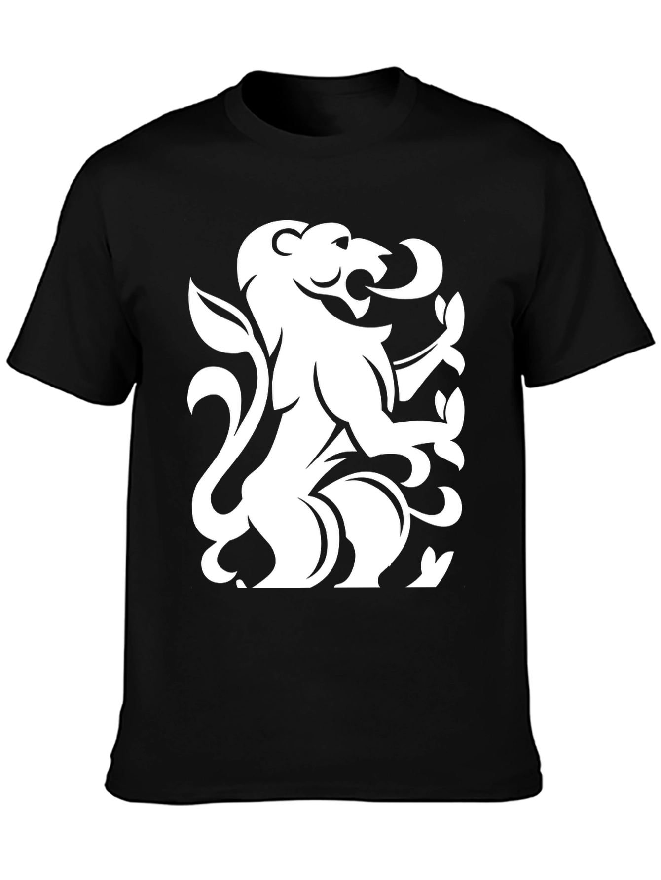 Black Lion Crest Graphic T-Shirt - Black view 3