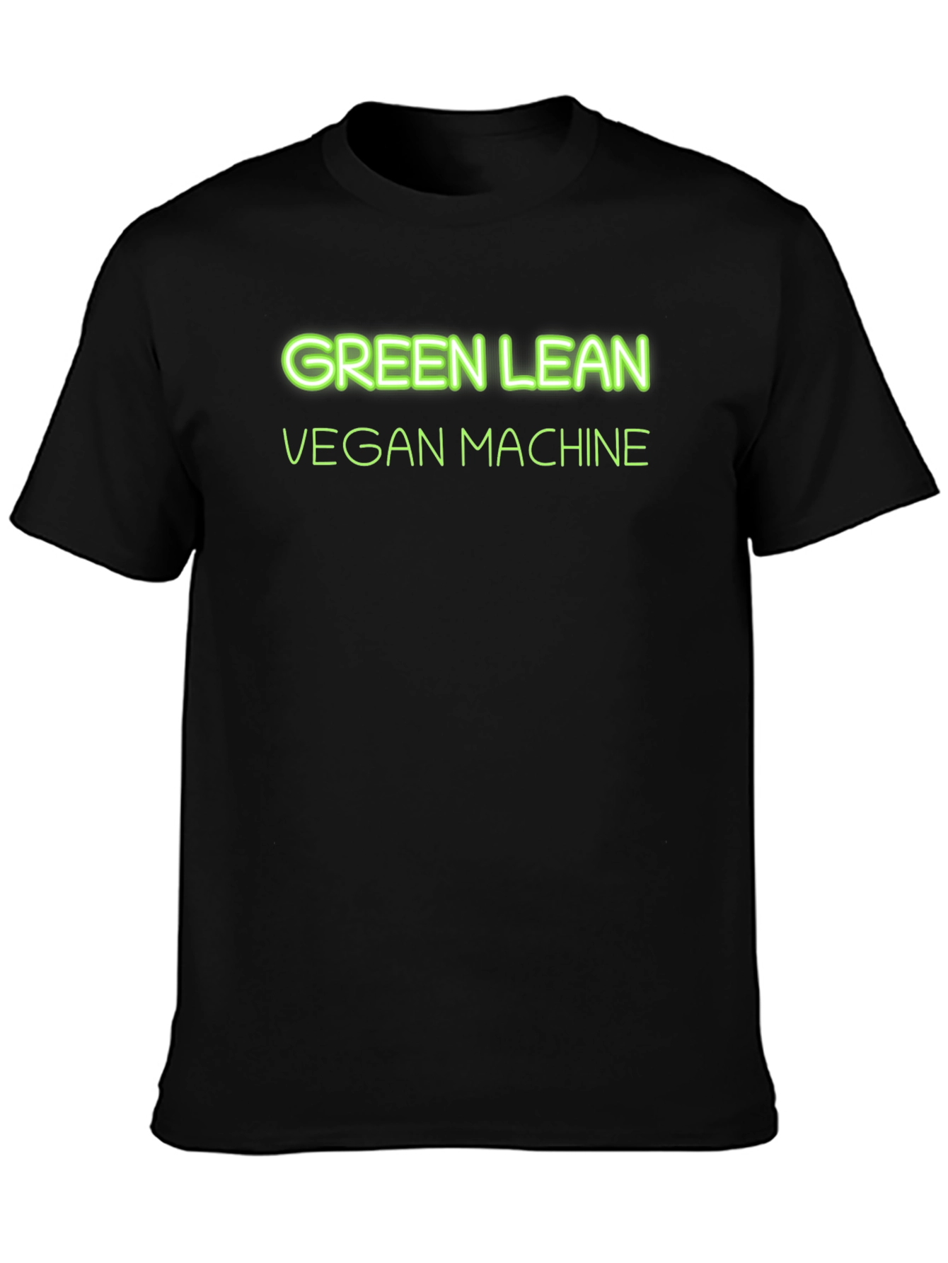 Black Green Lean Vegan Machine Black T-Shirt view 3