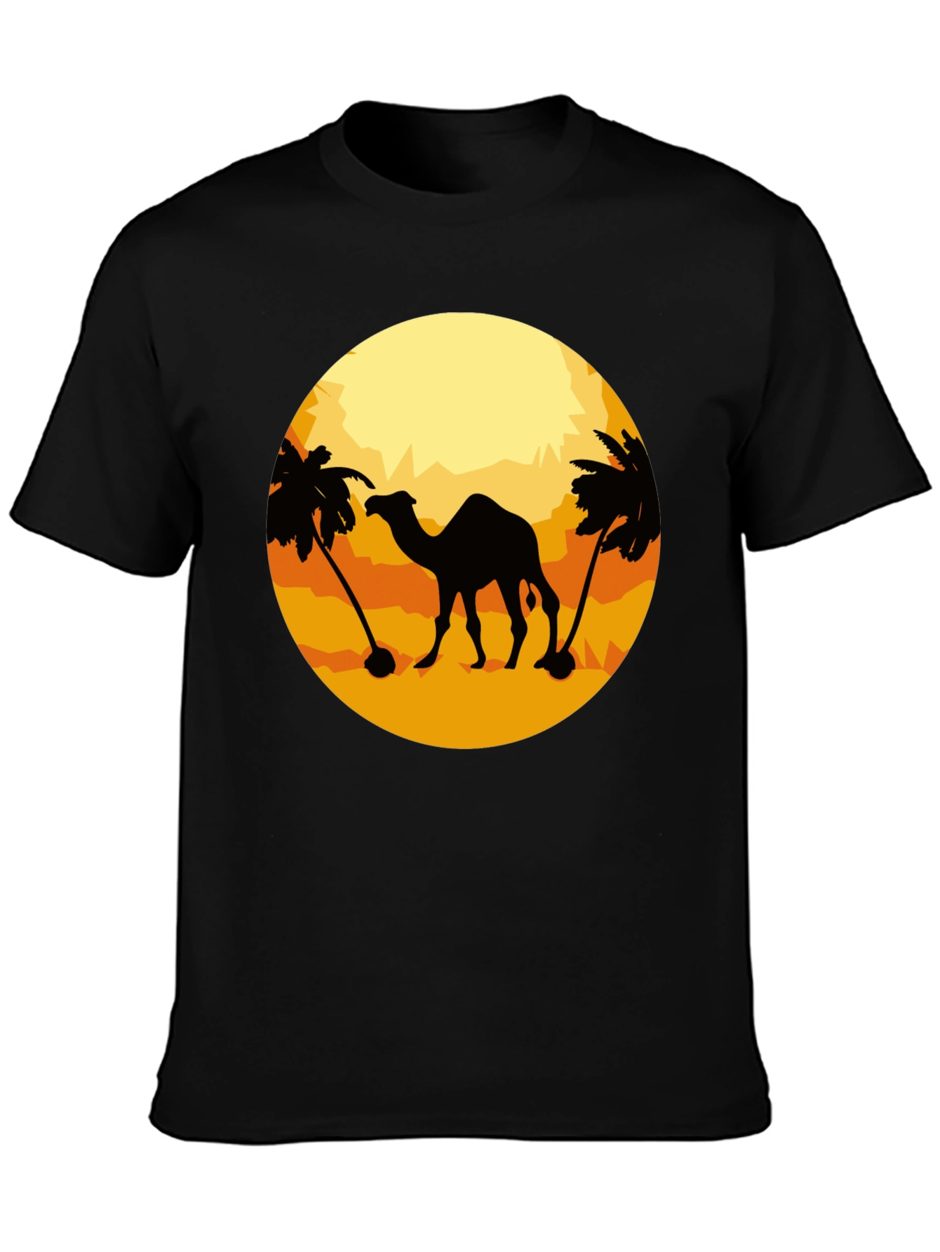 Black Camel Desert Silhouette T-Shirt - Black view 3