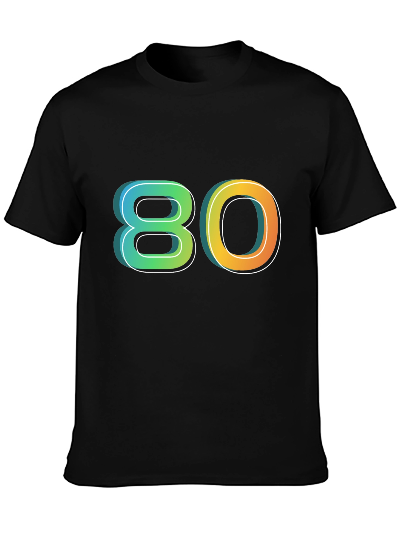 Black Retro 80s Graphic Tee - Black Cotton Blend view 3