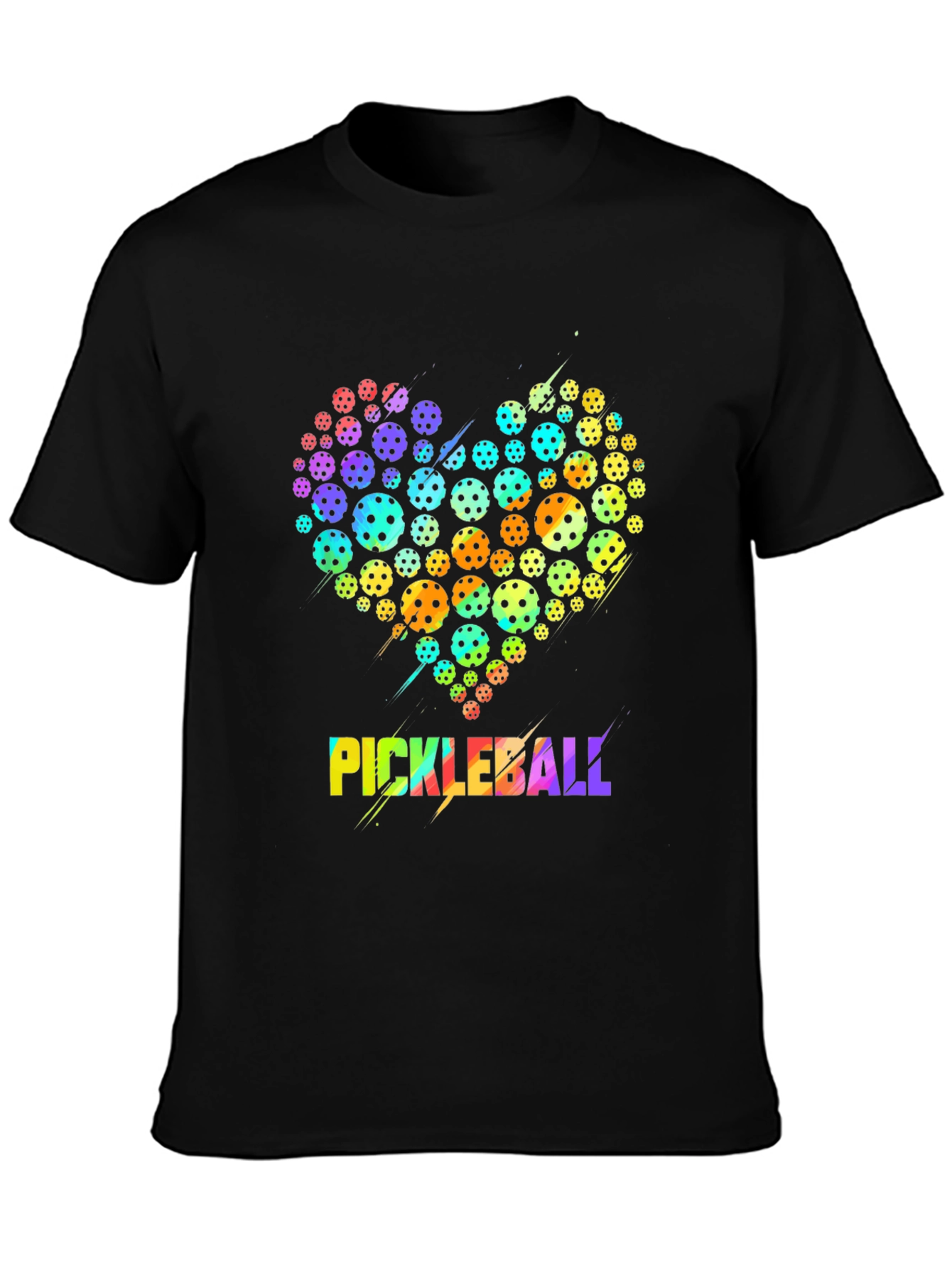 Black Pickleball Heart Graphic T-Shirt view 3