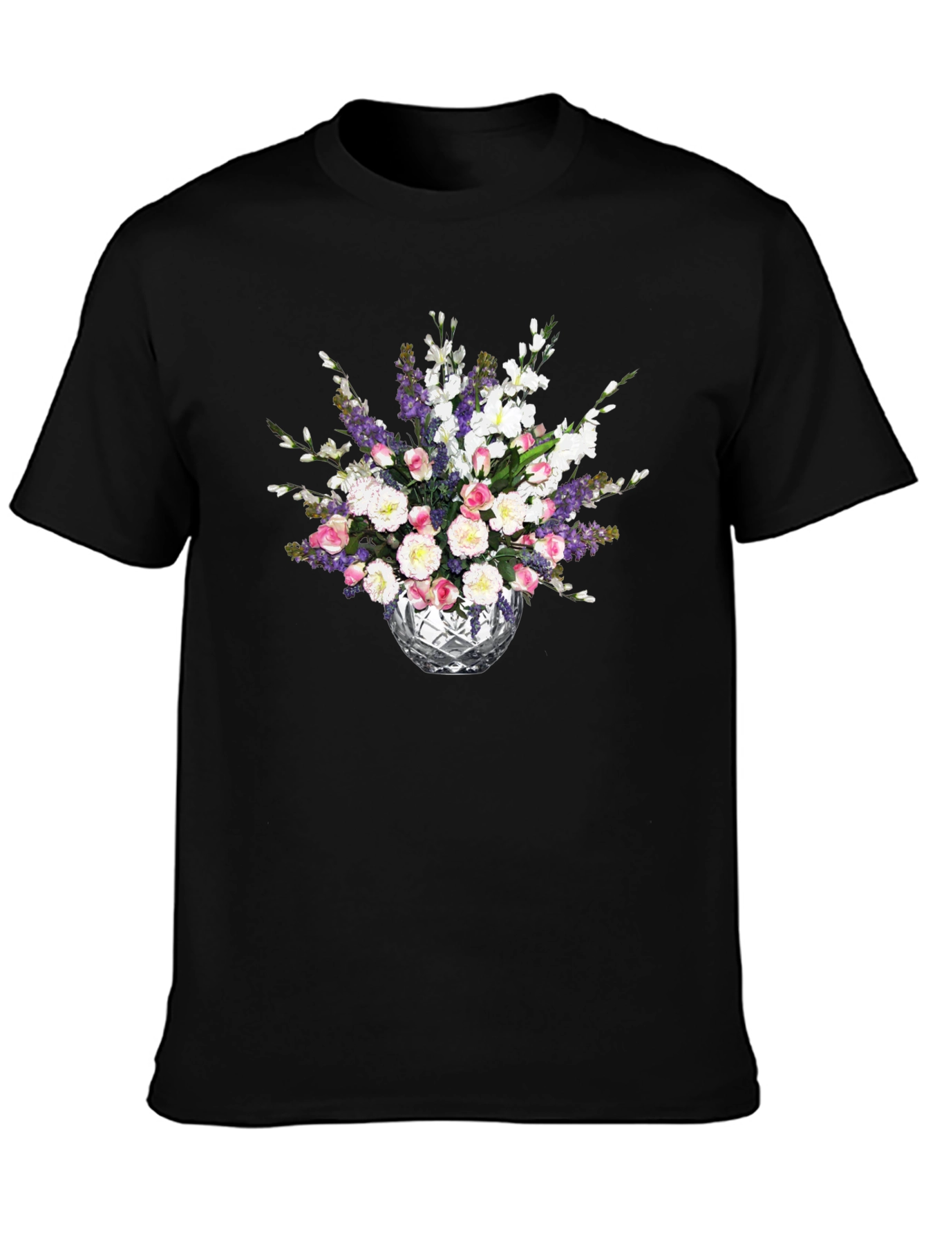 Black Floral Bouquet Black T-Shirt view 3