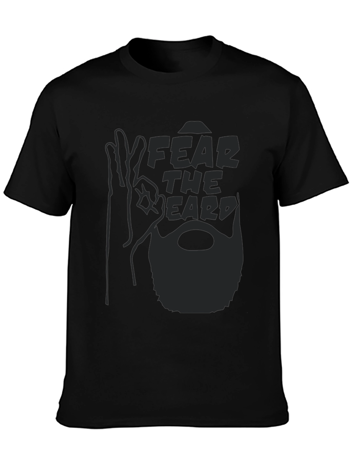 Black Fear The Beard Graphic T-Shirt - Men's Crew Neck Tee view 3