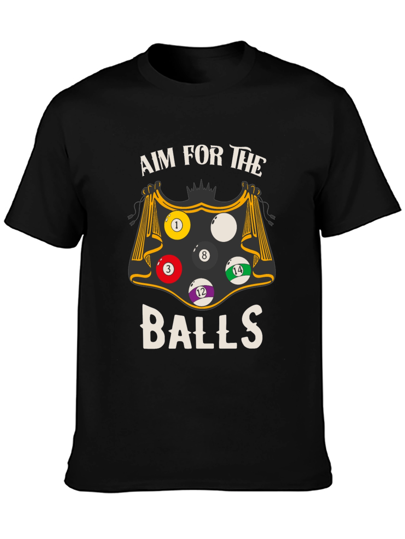 Black Aim For The Balls Graphic Tee - Billiards T-Shirt view 3