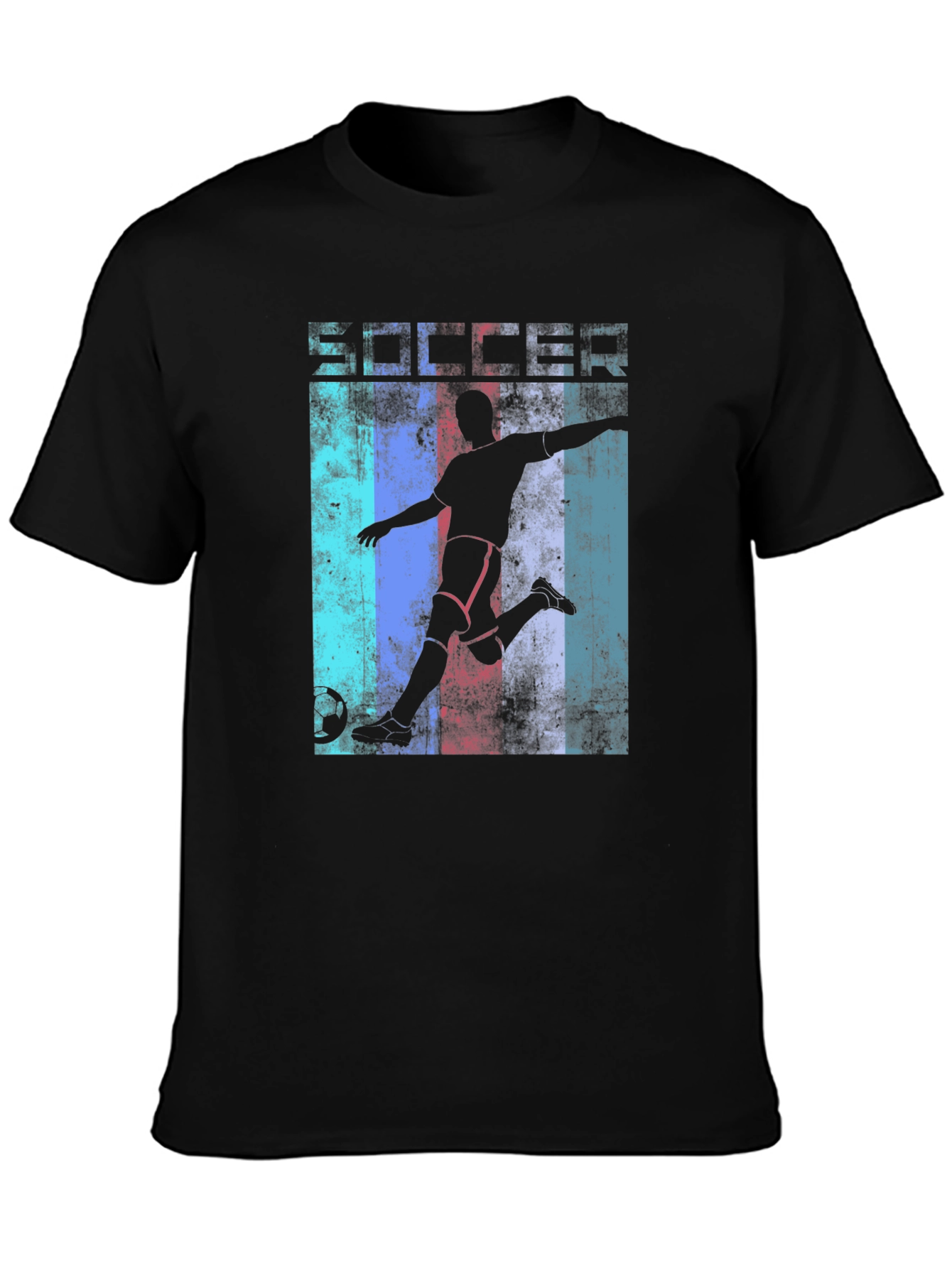 Black Soccer Silhouette Graphic T-Shirt view 3