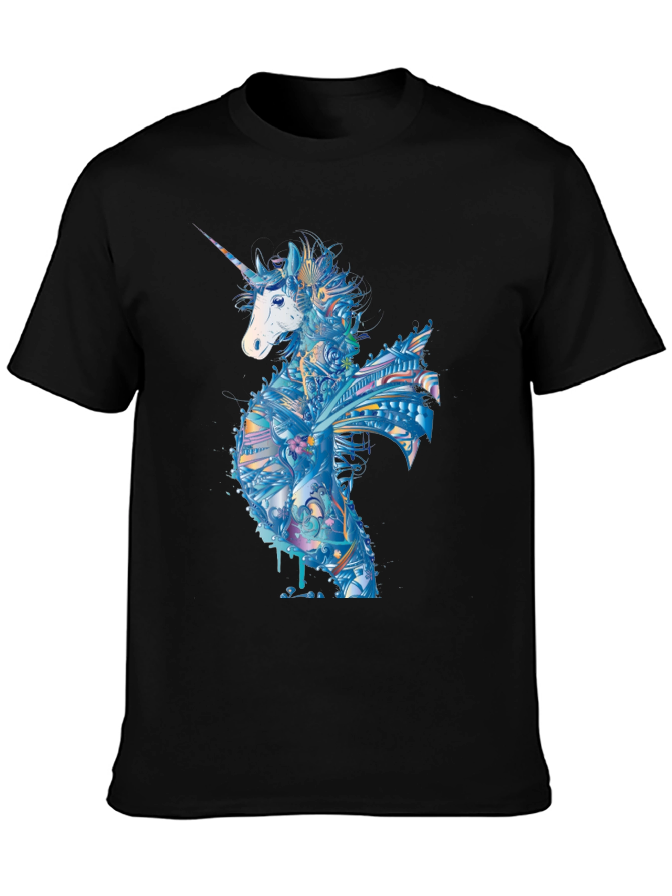 Black Unicorn Graphic Tee - Men's Black T-Shirt view 3